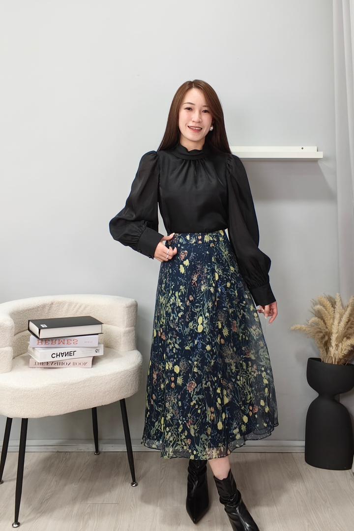 955502 Midnight Garden Chiffon Skirt