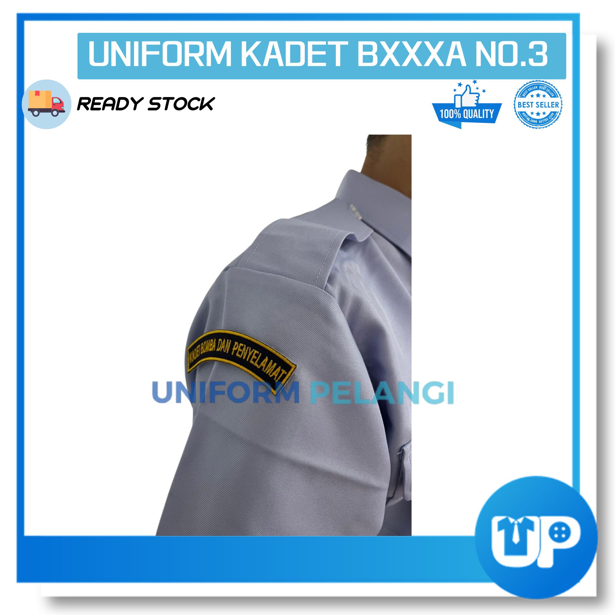 Baju Kadet BOMBA NO.3 Biru Lengan Pendek dan Panjang Uniform Seragam Kookurikulum