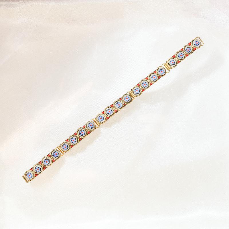 Vintage New Old Stock Mosaic Link Bracelet - Flower Blossom(FA204~FA209)
