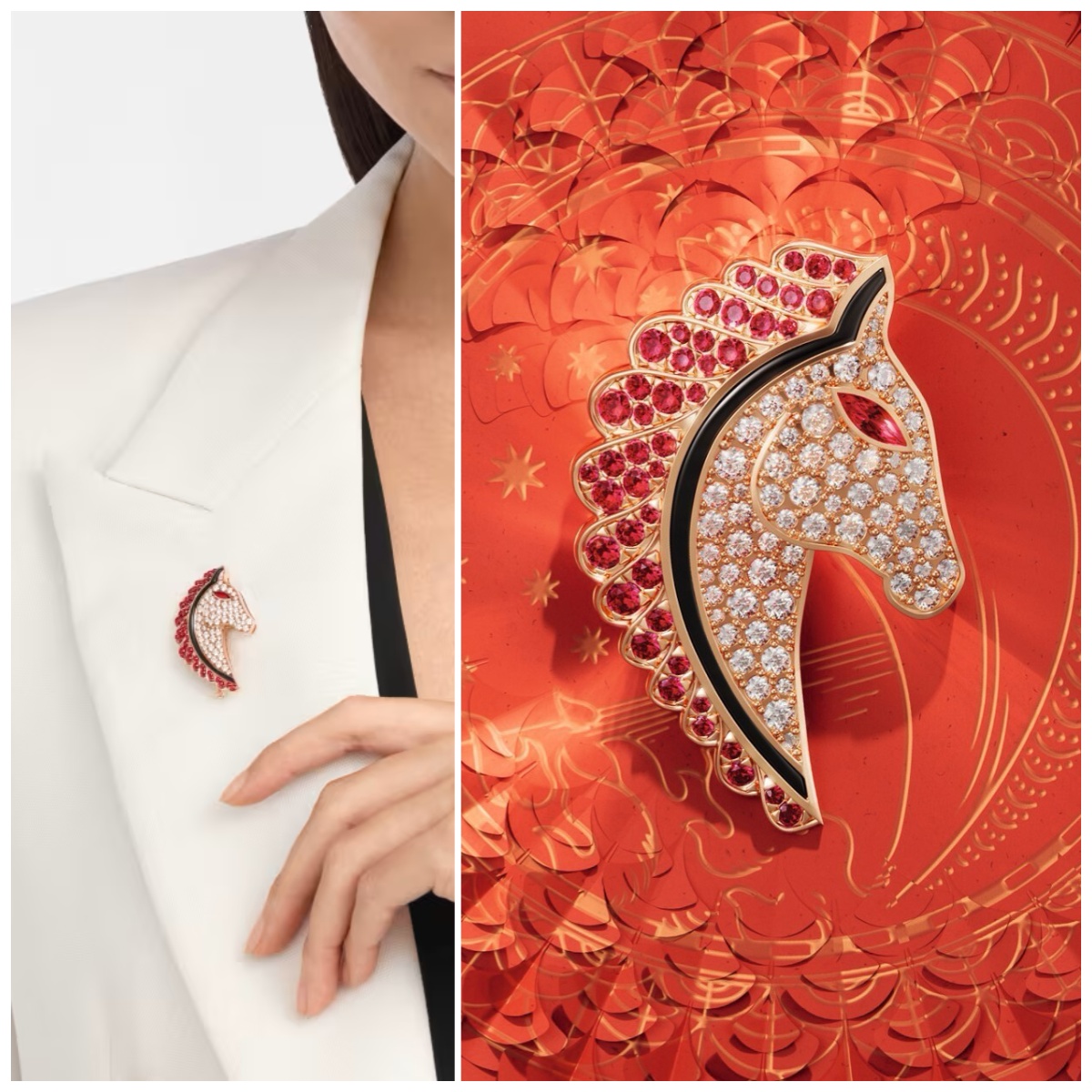 BVLGARI 紅色駿馬胸針 - 禮盒裝
