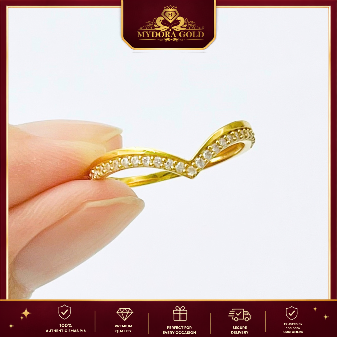 MYDORA Cincin Batu CZ Graceful V | EMAS 916/22K