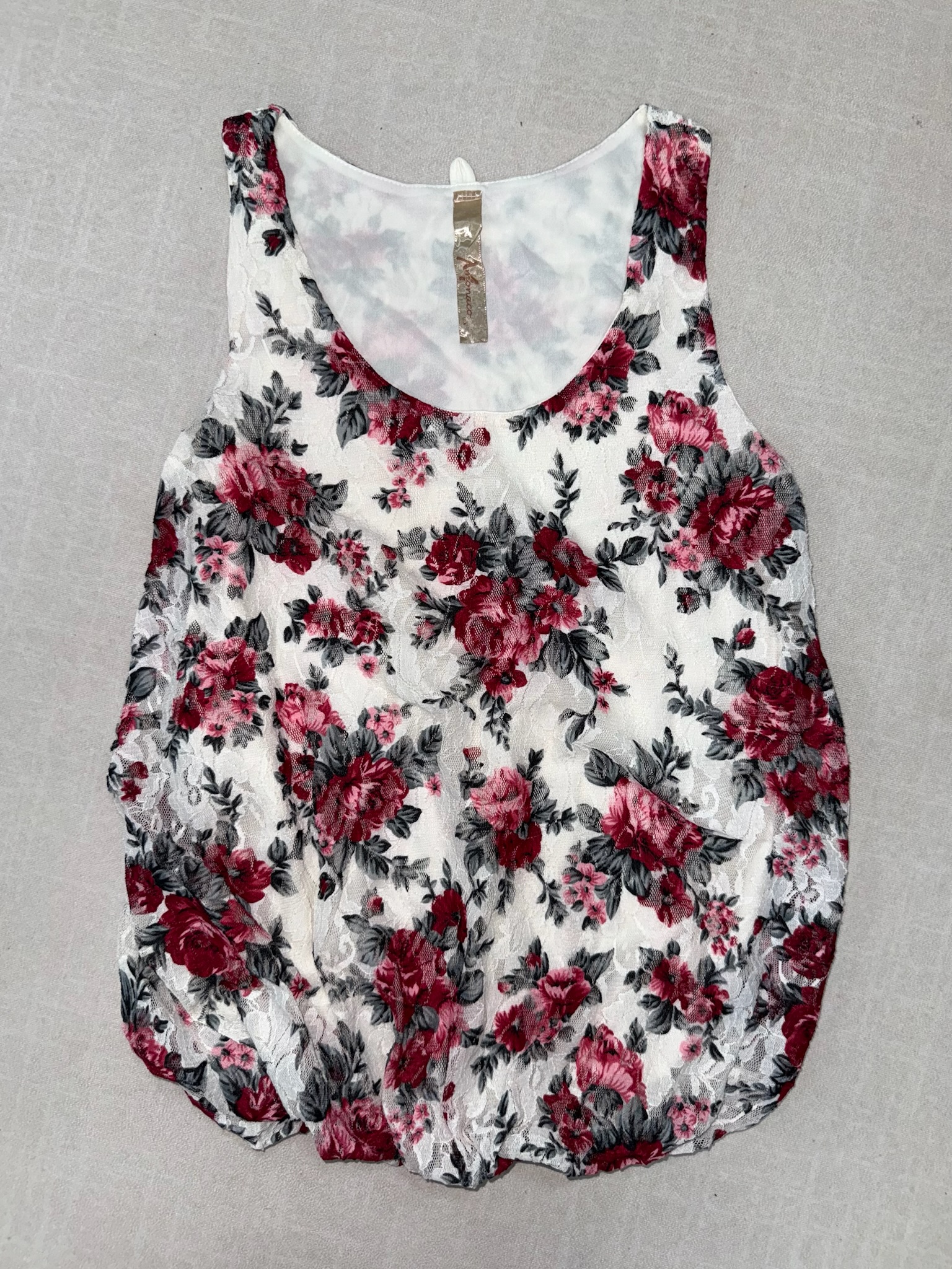 Floral Lace Bubble Hem Top