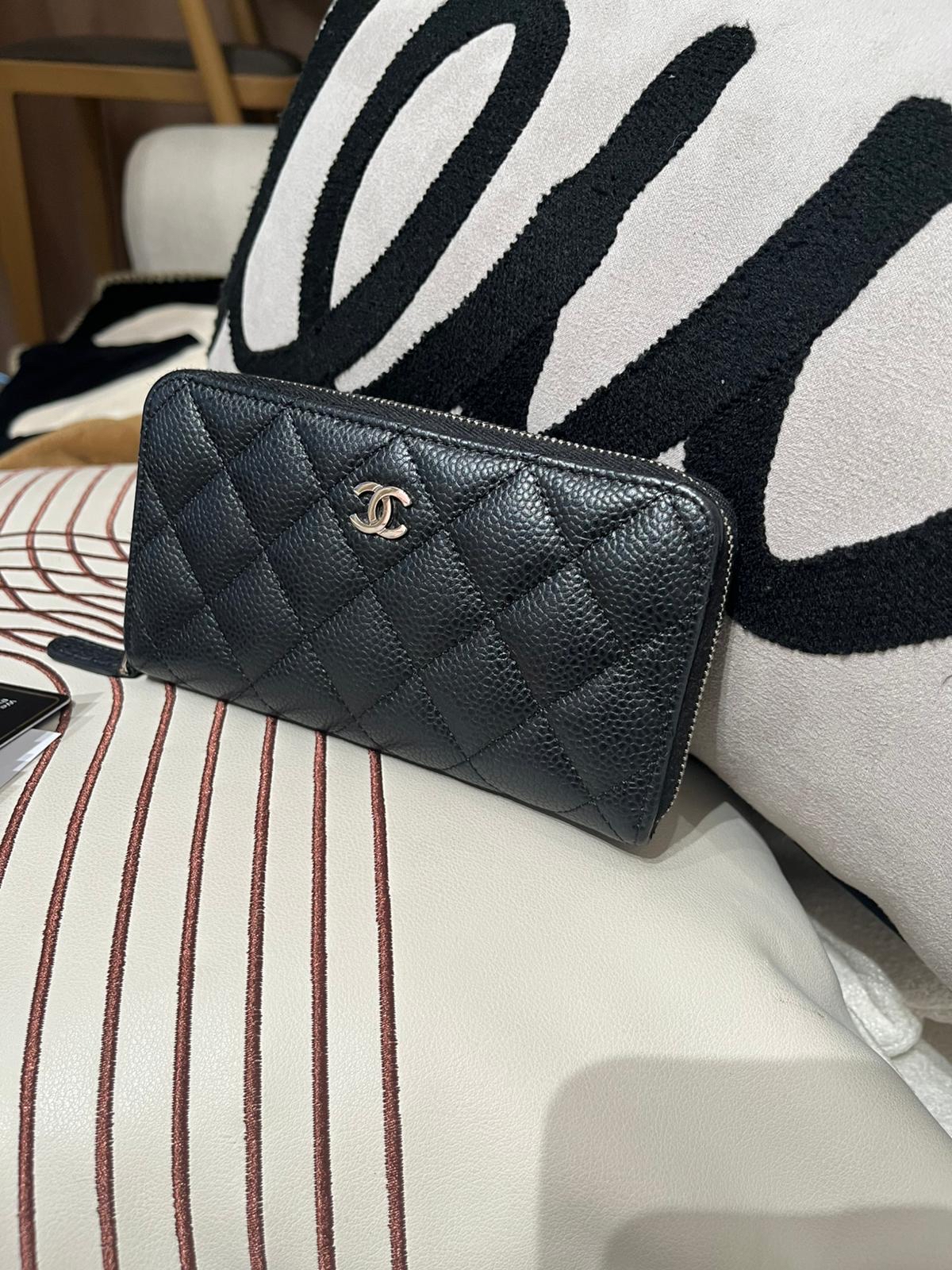 Chanel Zip Wallet 黑色荔枝牛皮 100%Authentic, 95%New ✅Card ✅Box