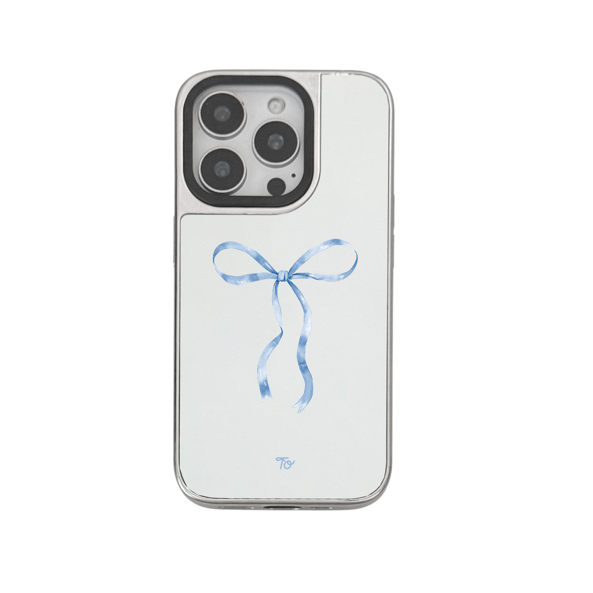 【Silky Blue Ribbon(L)】銀框鏡面MagSafe iPhone Case