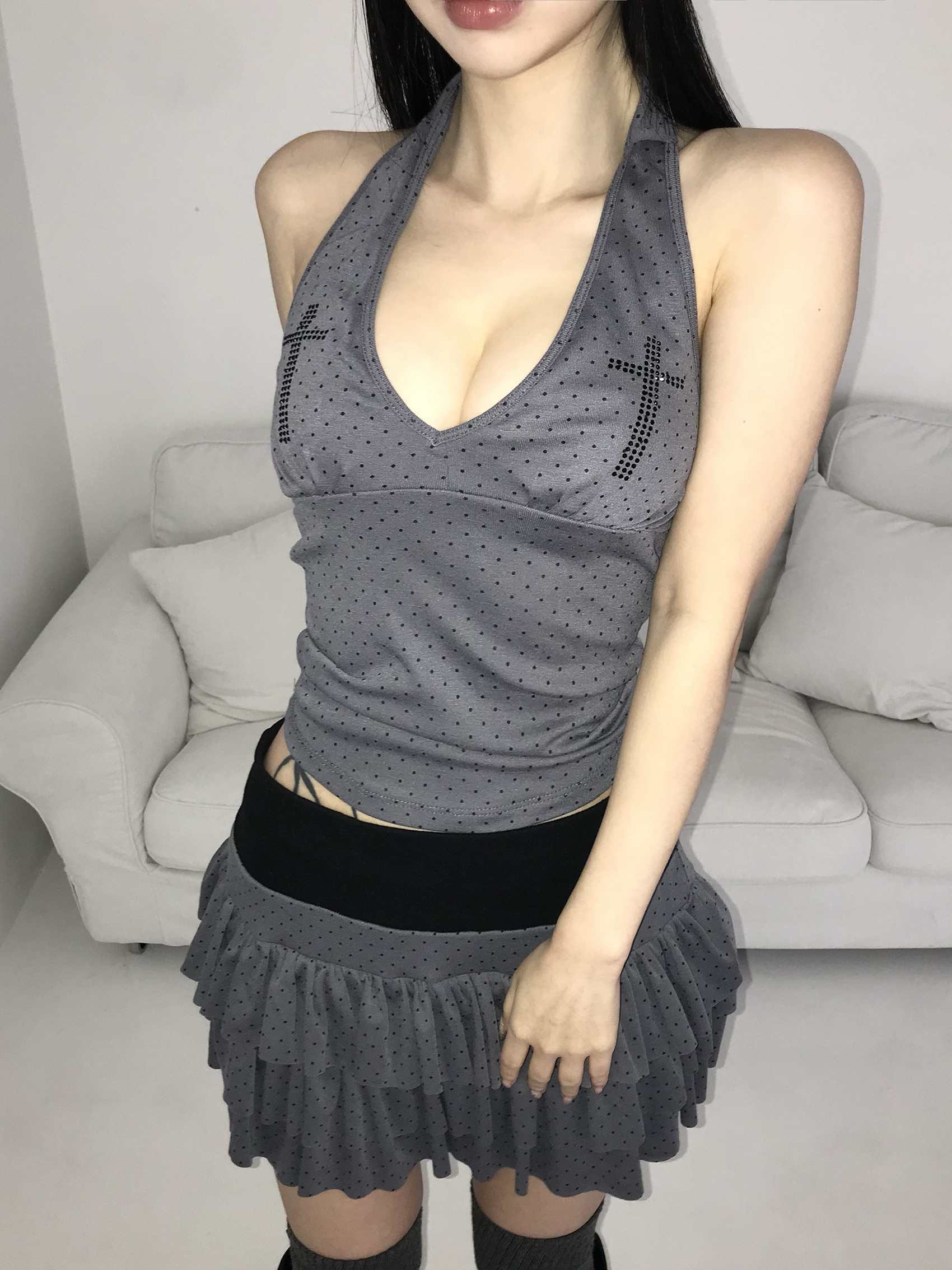 Ruffle Polka Dot Mini Skirt