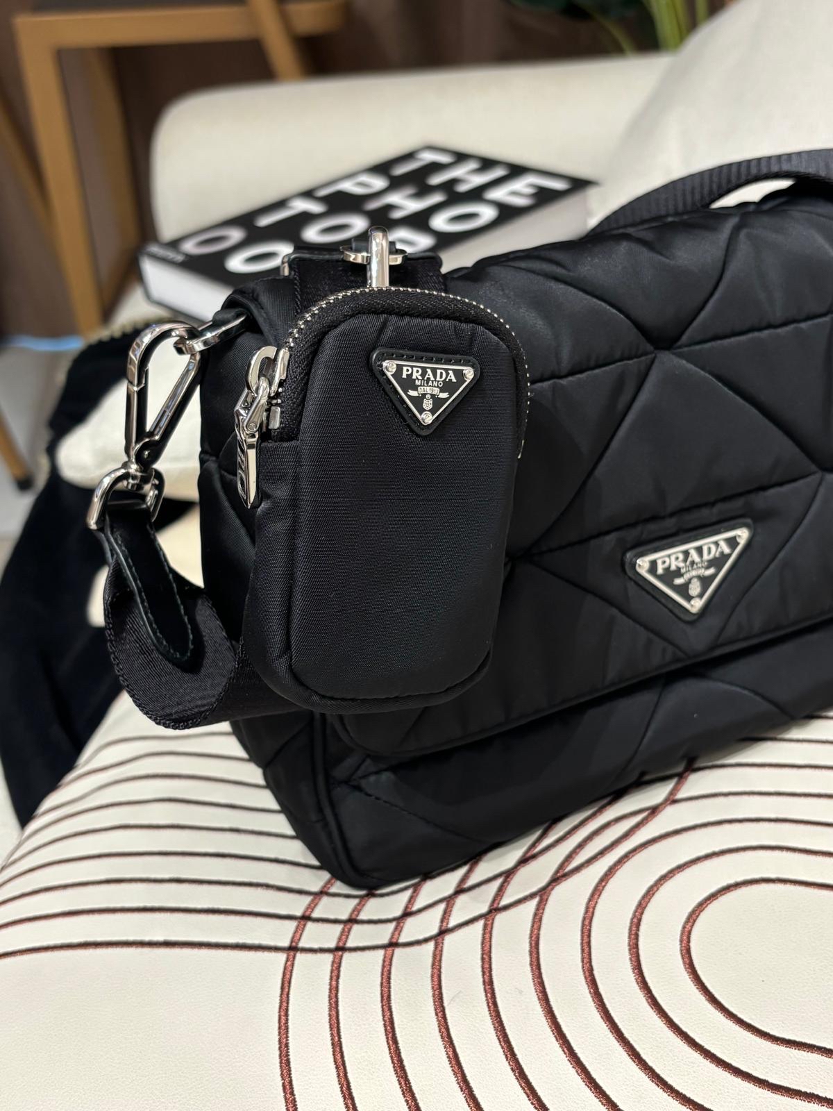 Prada padded nylon shoulder bag  98%new rfid 