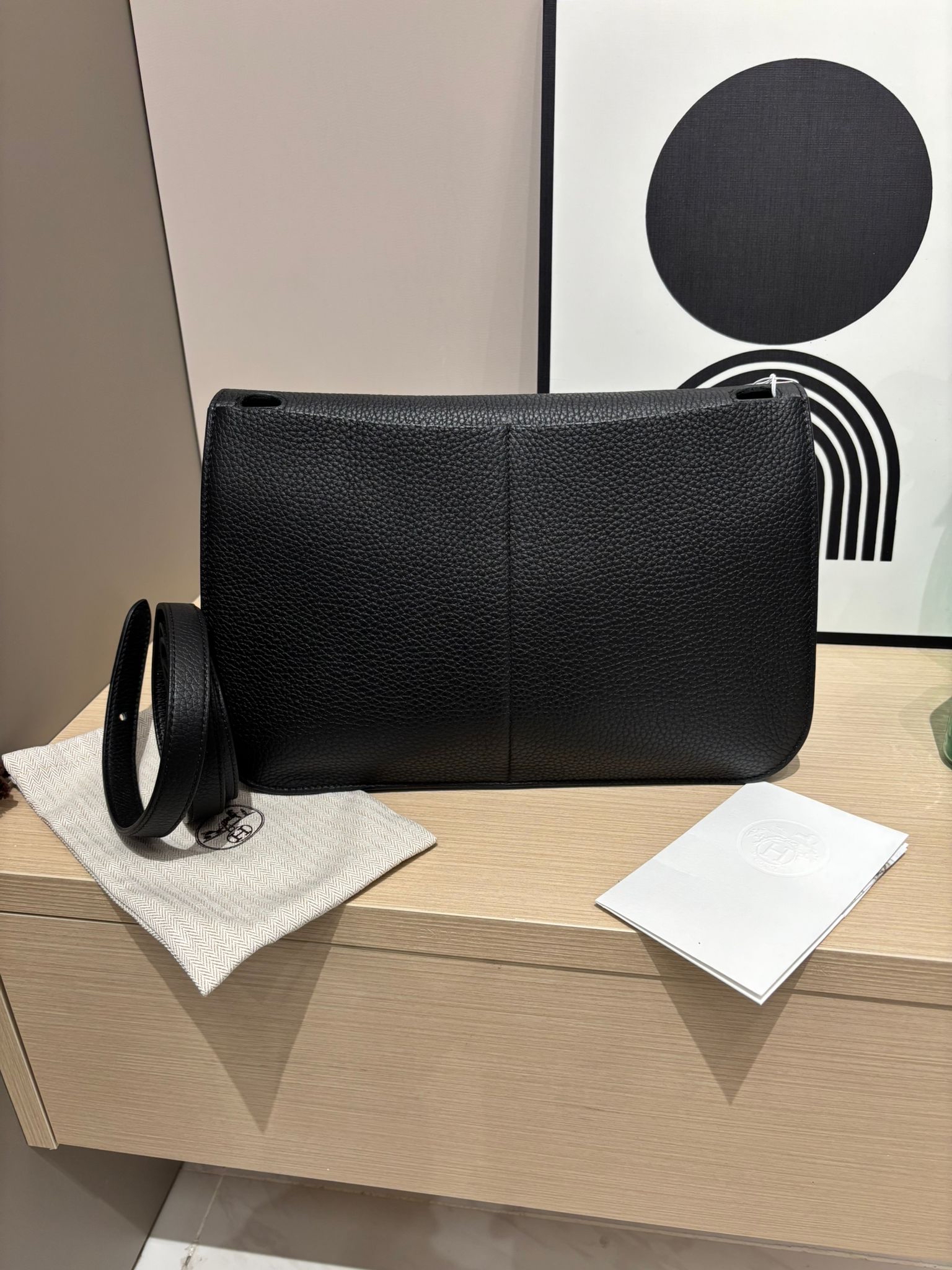 Hermes Halzan 31, STAMP U Stamp U 黑色粒粒牛皮銀扣 100%Authentic ,98%new ✅香港專門店收據✅dust bag✅box 