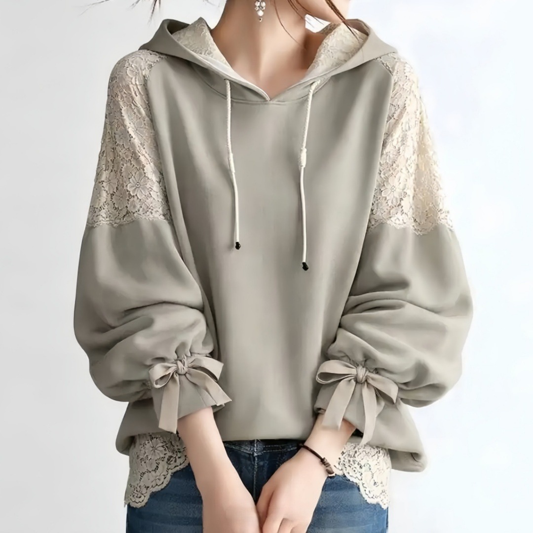 $118件。🌸 透感蕾絲拼接連帽衛衣 🌸