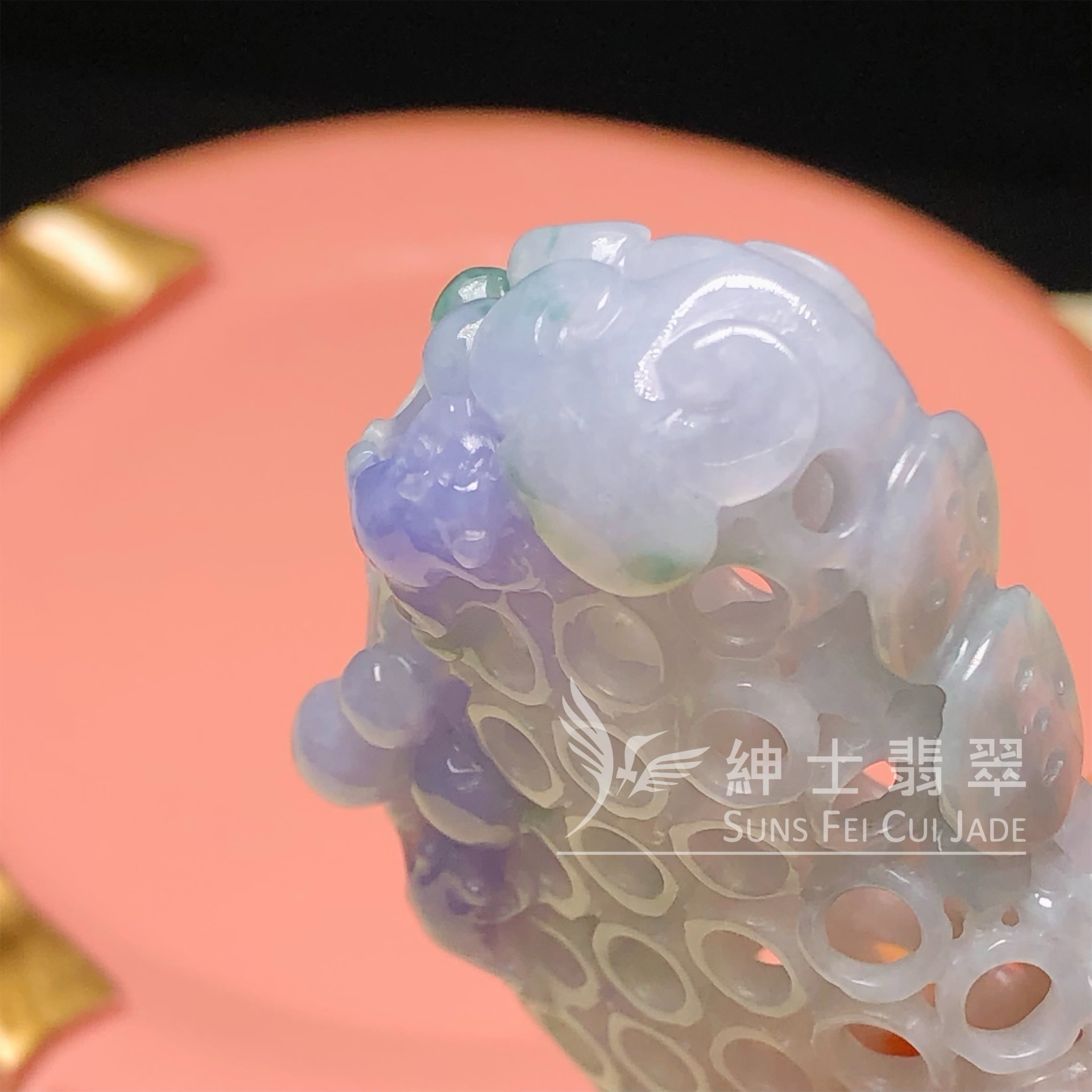 YK00357 紫羅蘭鑲空雕刻萬壽果