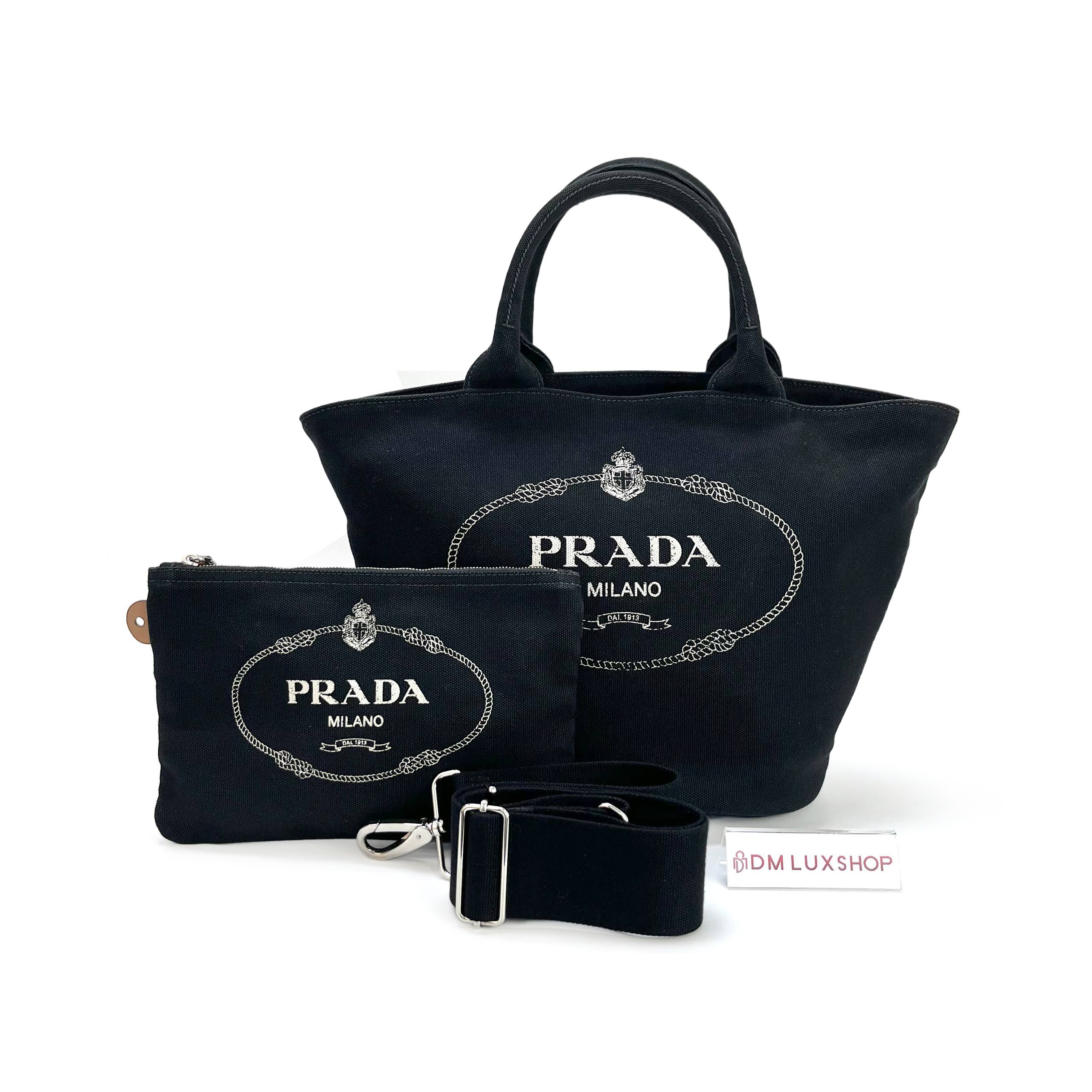 Prada Black Canapa Canvas Top Handle SHW