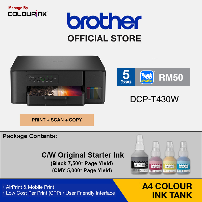 [ 5 YEARS Warranty ] Brother A4 Refill Original Ink Tank Inkjet Printer DCP-T230 DCP-T430W DCP-T530DW DCP-T730DW DCP-T830DW MFC-T930DW