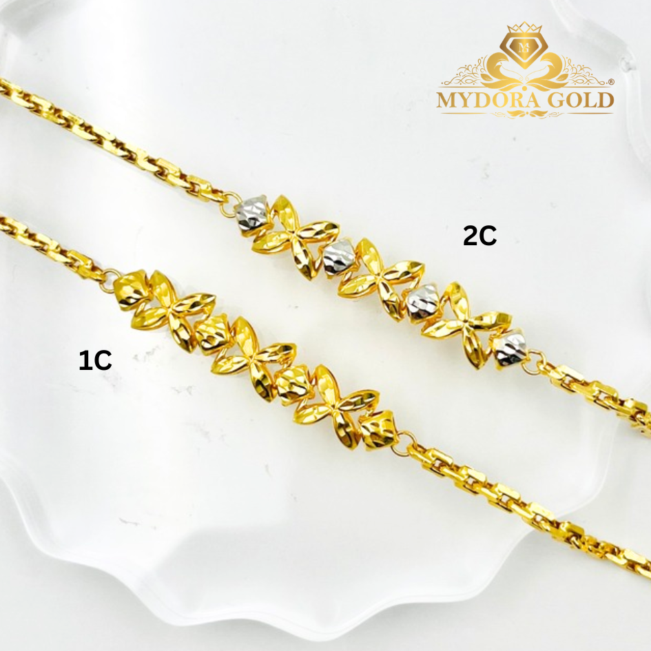 MYDORA Rantai Tangan Sauh Fesyen Bunga Marissa l EMAS 916/22K