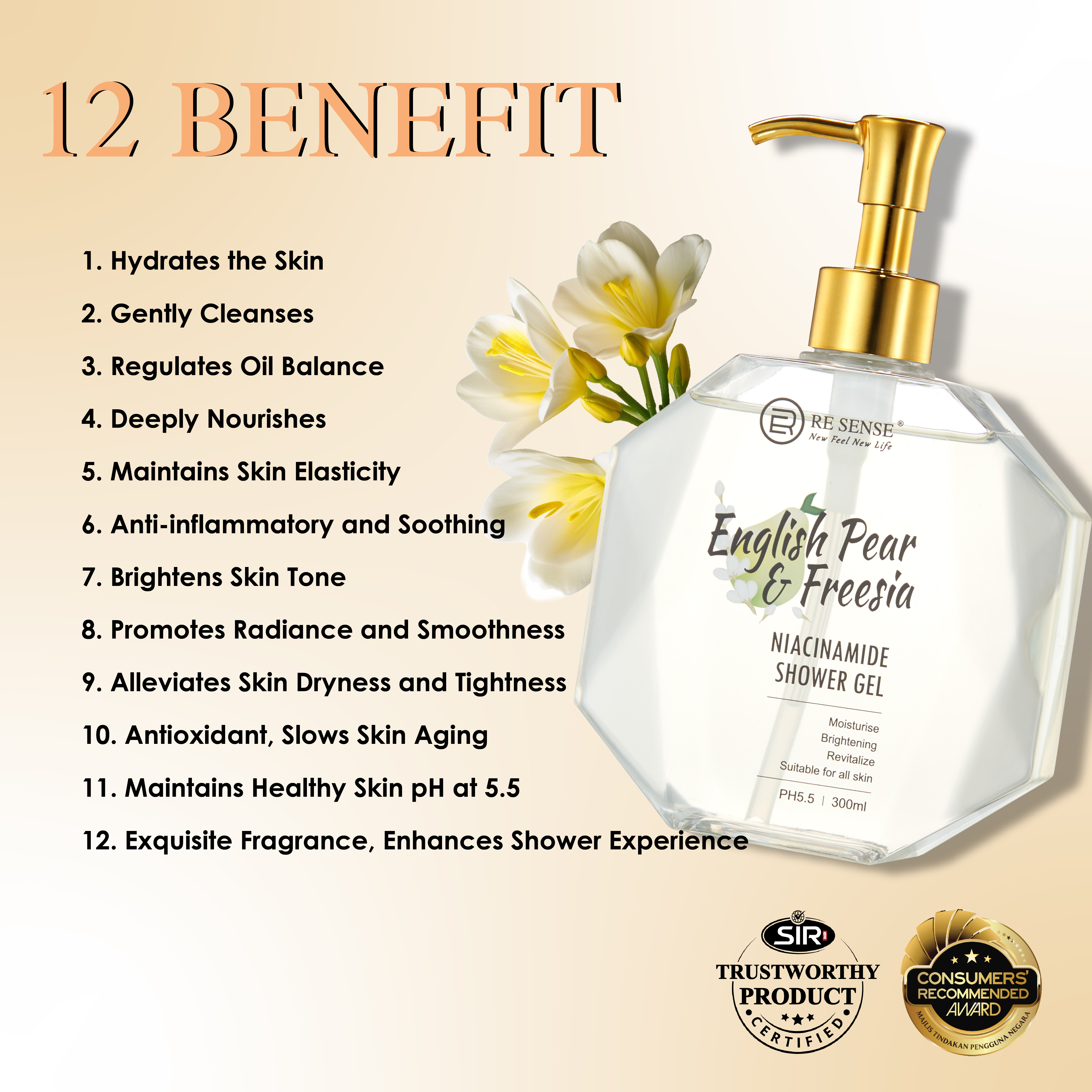 English Pear & Freesia Niacinamide Shower Gel (300ml)