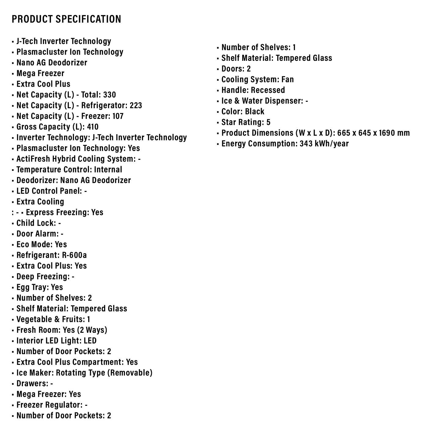 Sharp 410L J-Tech Inverter Refrigerator (SJ4122MDS)