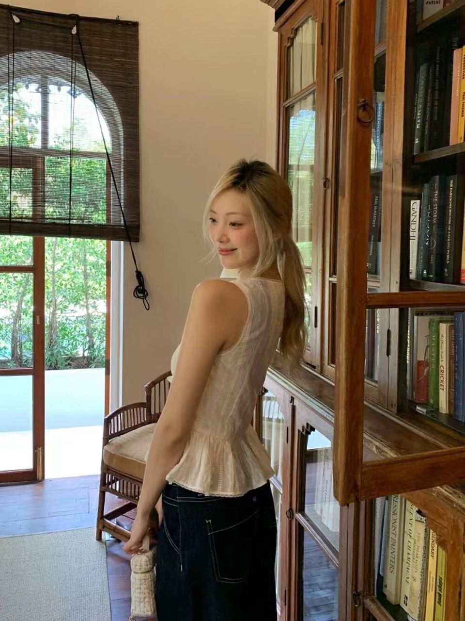 法式绑带无袖背心