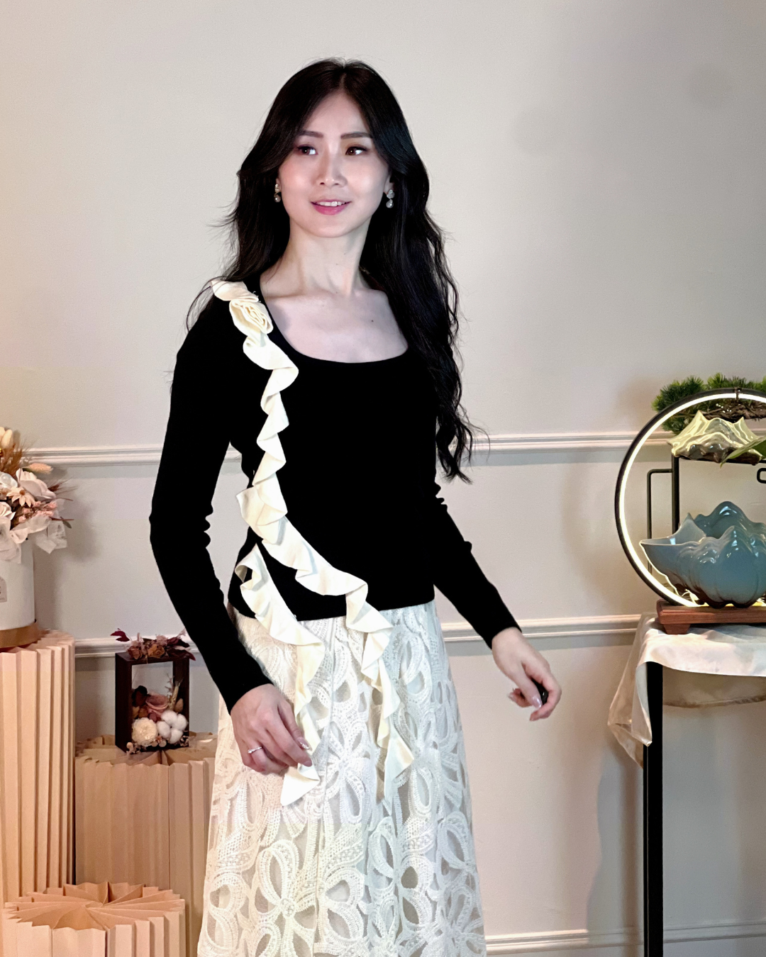 5109 Kristin Long Sleeve with Ruffle Blouse