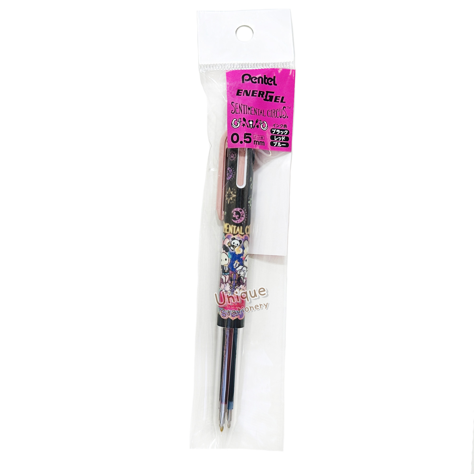 現貨｜San-X Sentimental Circus 憂傷馬戲團 日本製 Pentel EnerGel 0.5mm 3色啫喱筆 (PR17801)