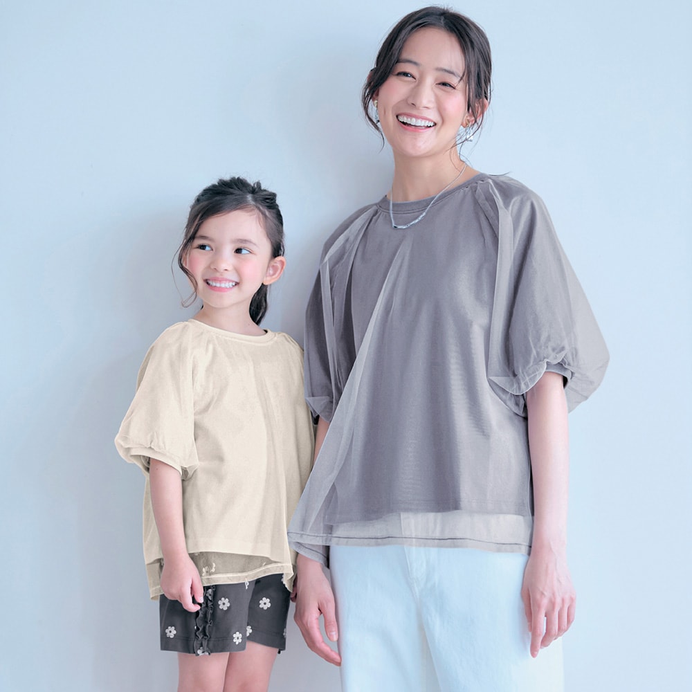 🆕【⭐訂購⭐】🌀 🇯🇵 日本直送 ❣️#親子裝❣️GITA 淡雅 薄紗疊層 泡泡袖 短袖Tee［2款選］ 🌀 [ELDA-0220][260524]