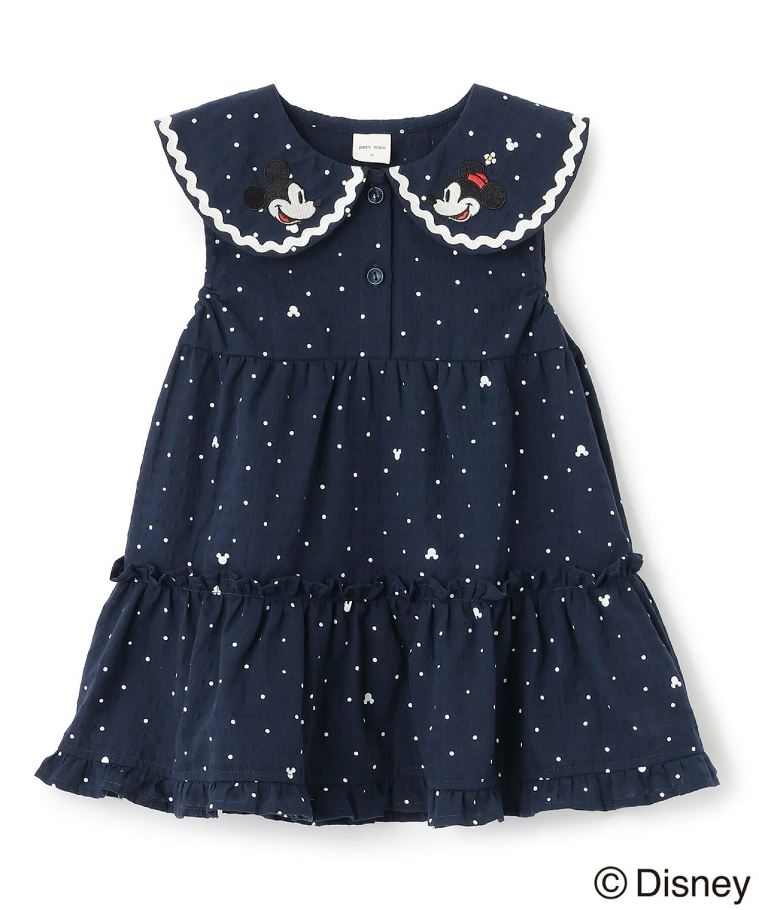 🆕【⭐訂購⭐】日本直送🇯🇵 #Mickey #Minnie 大領刺繡 荷葉邊層疊式 連身裙 ［2款選］[ELHA-0019][260904]