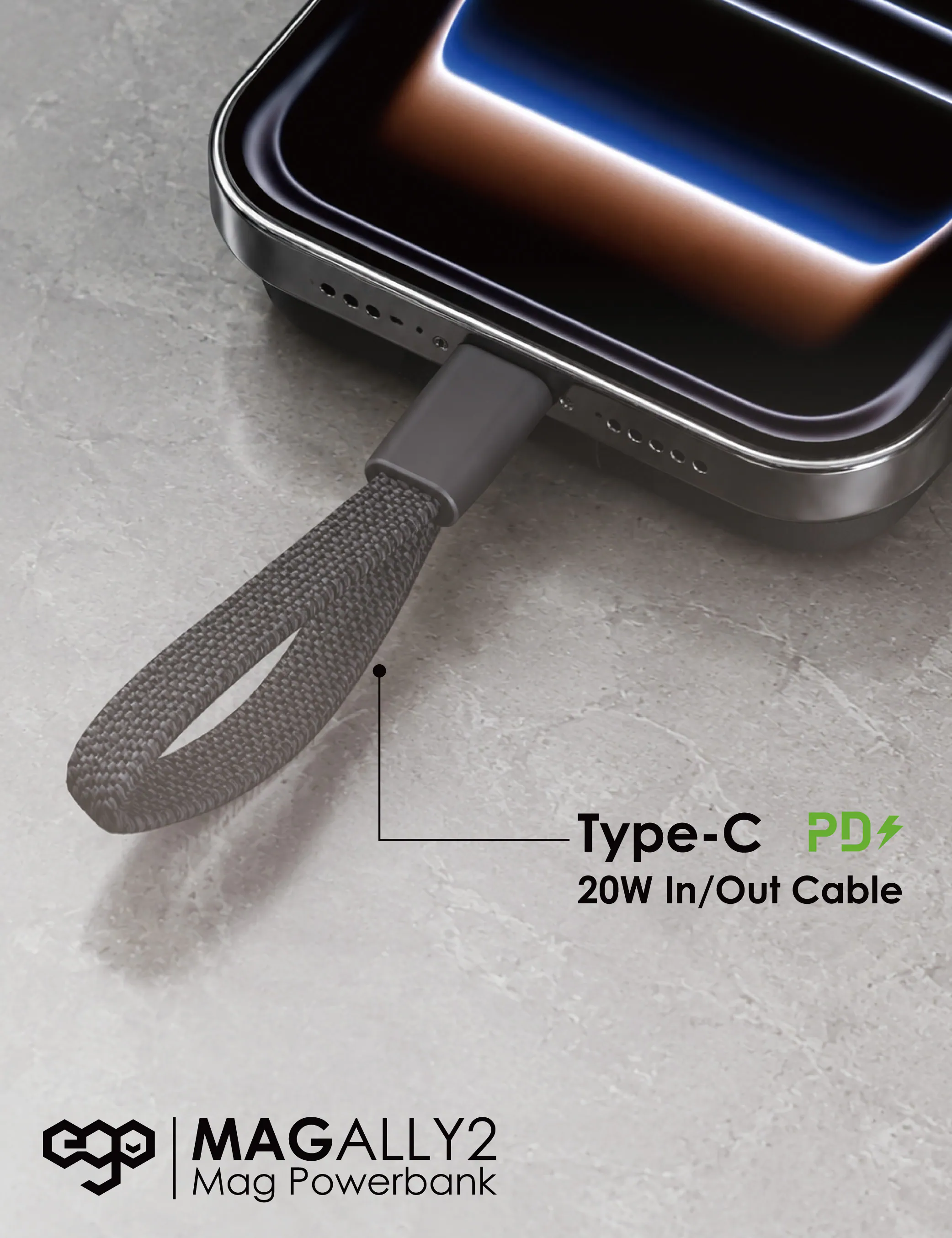香港行貨 EGO MagAlly2 @10000mAh 內置線外置電 3C可追溯二維碼版 AC-07