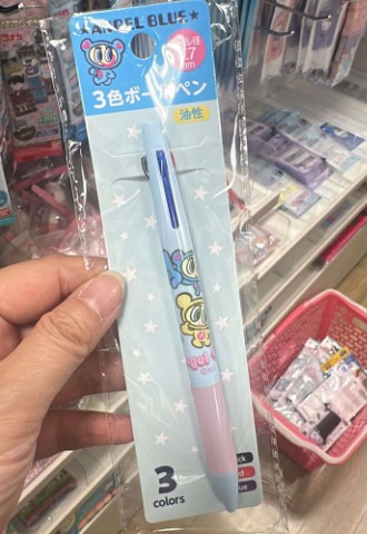 日本連線 Angel blue 三色原子筆