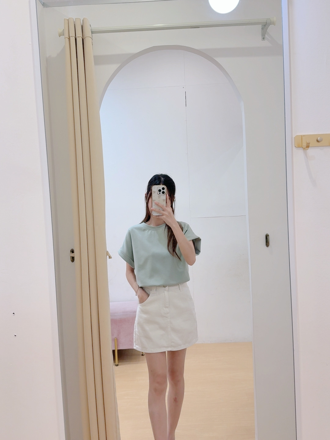 太空棉半袖卷边oversize 上衣R2956