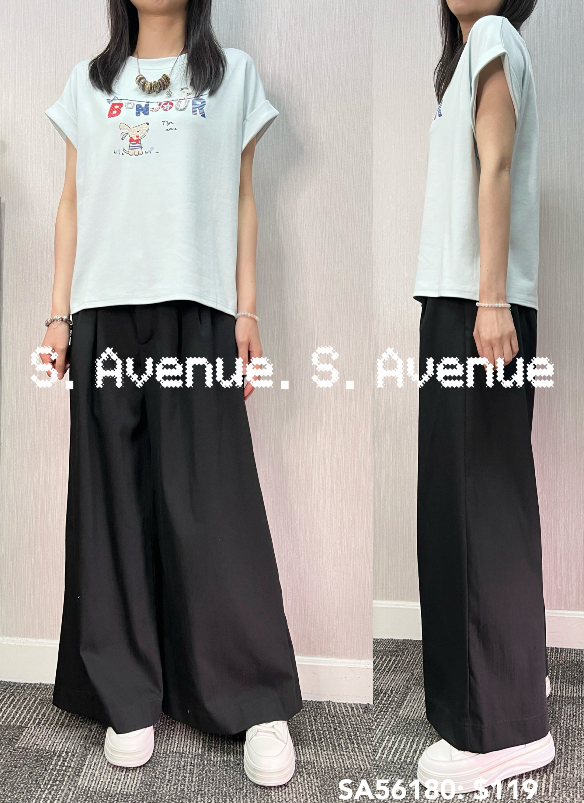 SA56180: 短袖bonjour狗仔tee