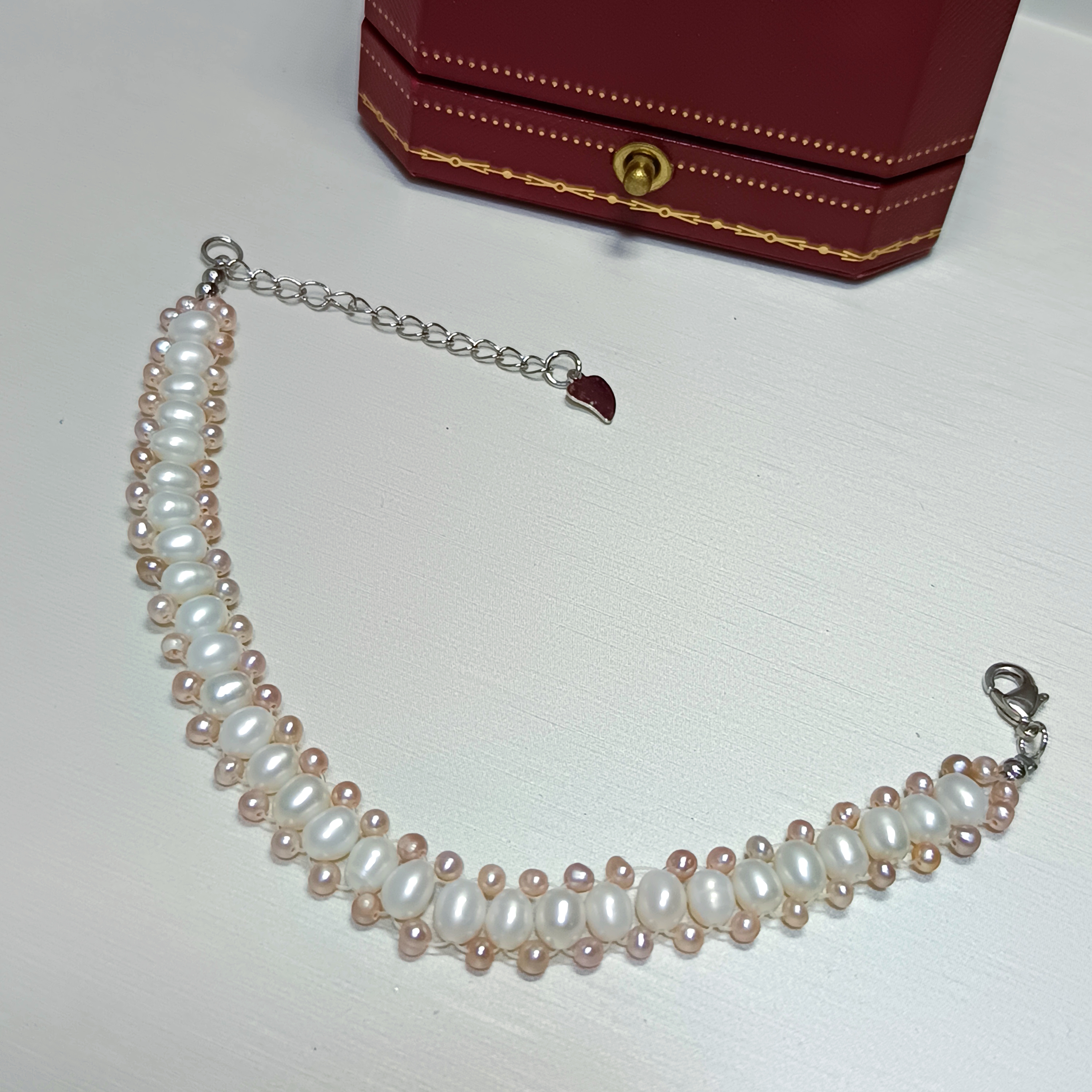 🎉特惠產品‼️淡水baby珠+米珠編織蕾絲注白金手鍊