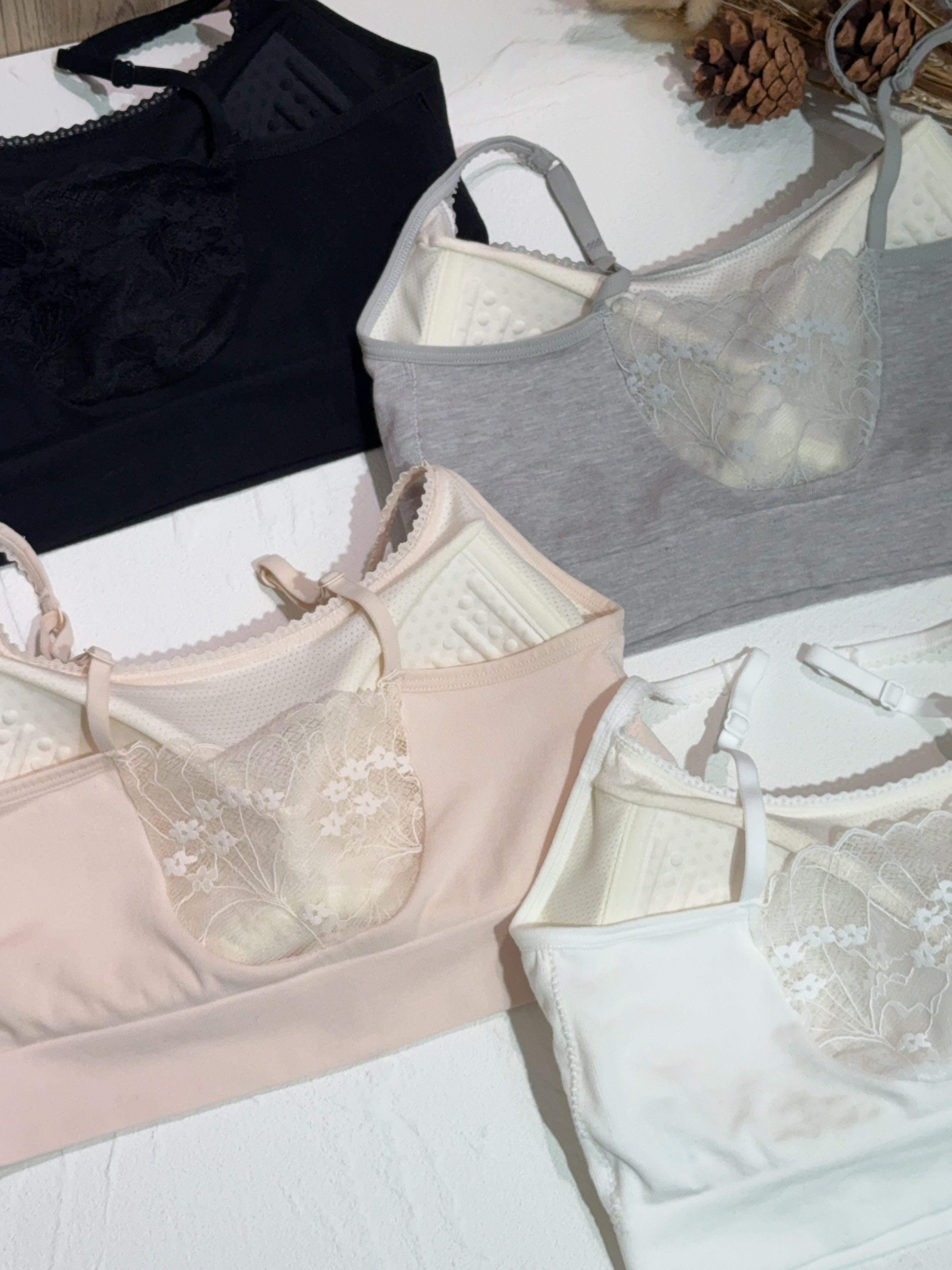 後lace短bra top