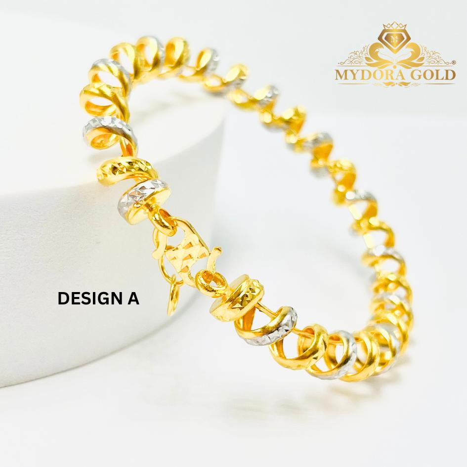 MYDORA Gelang Tangan Getah Rambut Pahat 2C l EMAS 916/22K