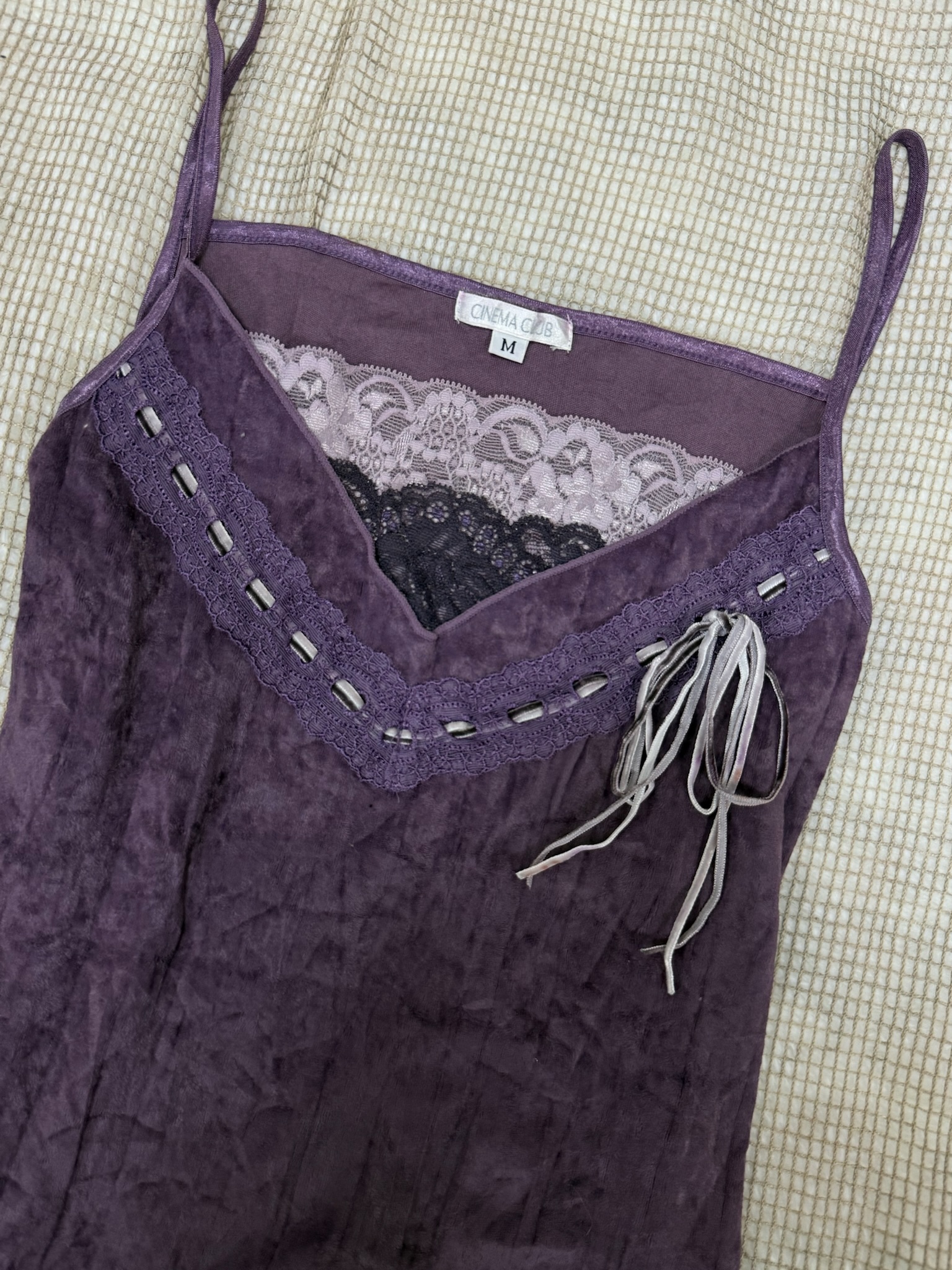 Crushed Velvet Lace Cami Top