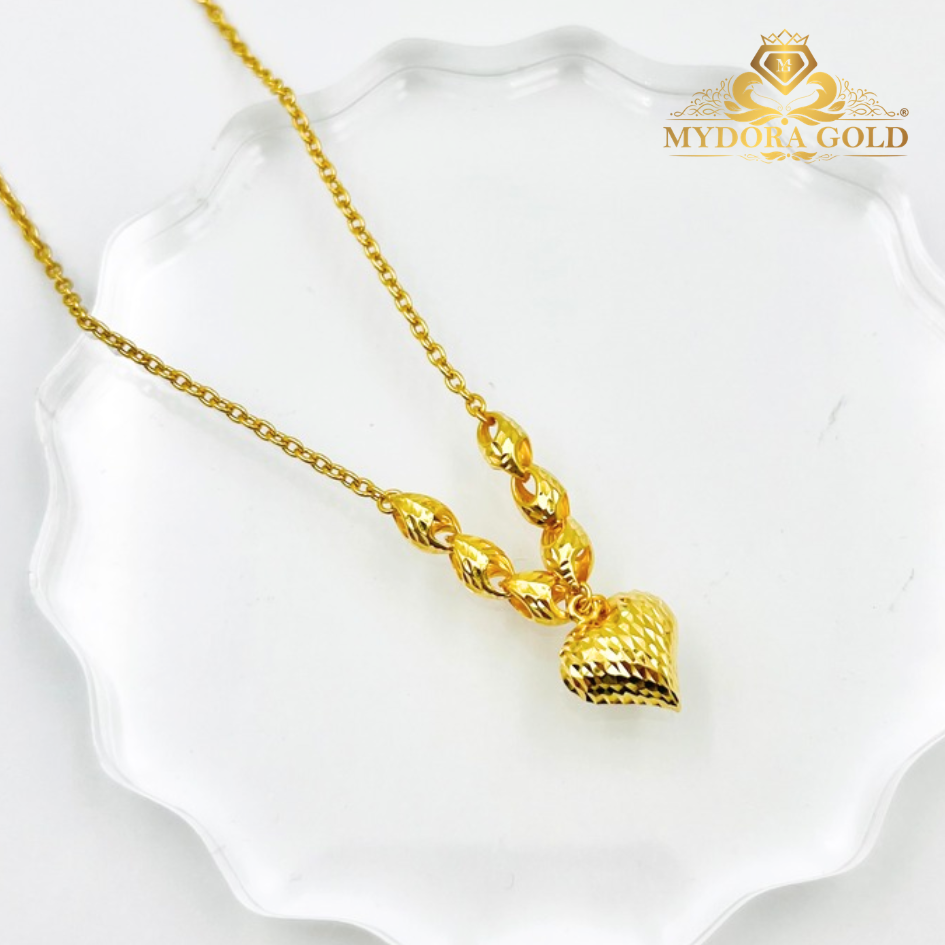 MYDORA Rantai Leher Sauh Choker Siput + Love Pahat | EMAS 916/22K