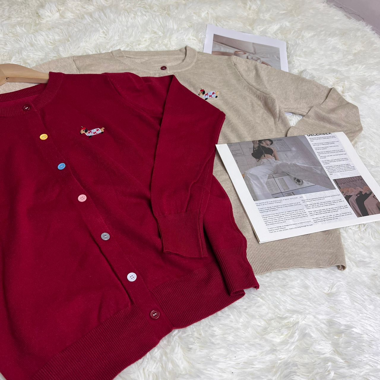 C2001#2869 [Knit Long sleeve Jacket]  Gentle Preppy Style