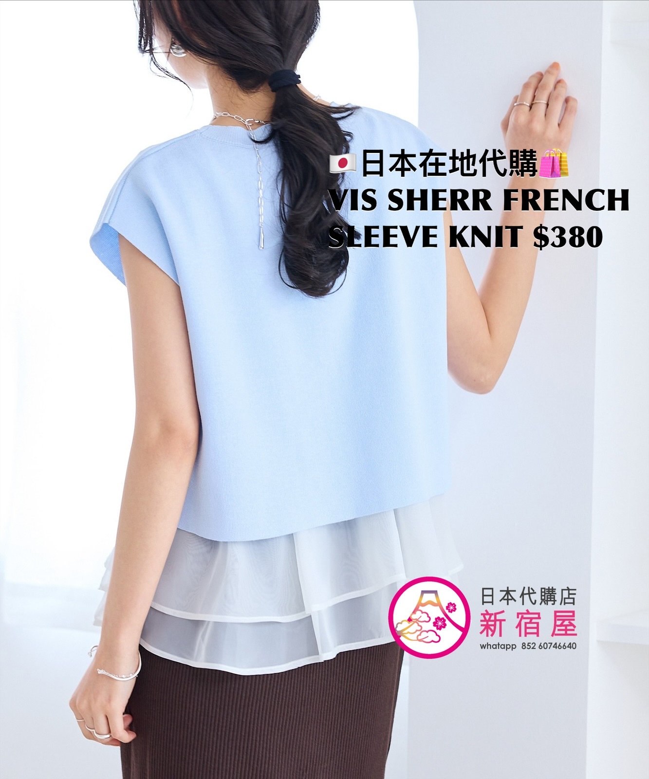 VIS SHEER FRENCH SLEEVE KNIT