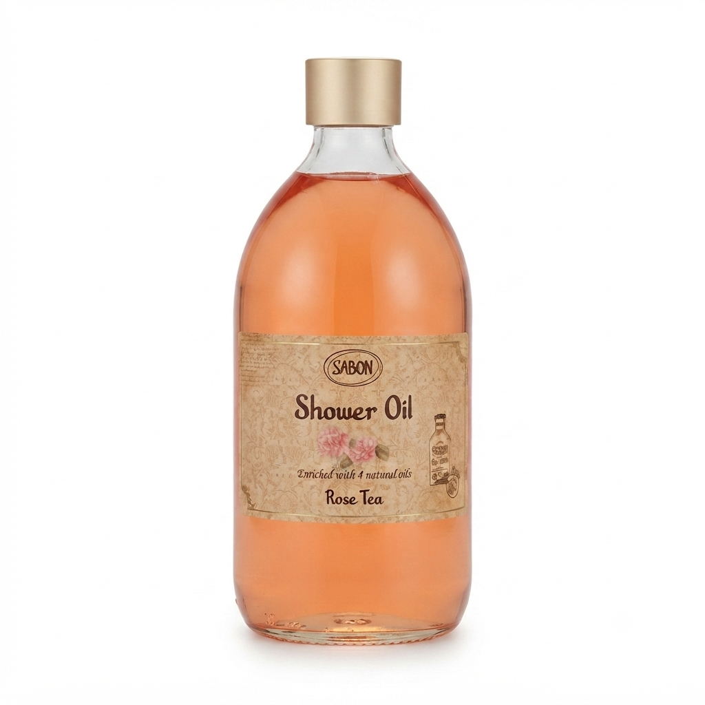 Sabon 玫瑰花茶沐浴油 500ml 配泵頭| 頂級植物油修護、保濕滋潤不乾繃、經典療癒花香、貴婦級沐浴體驗