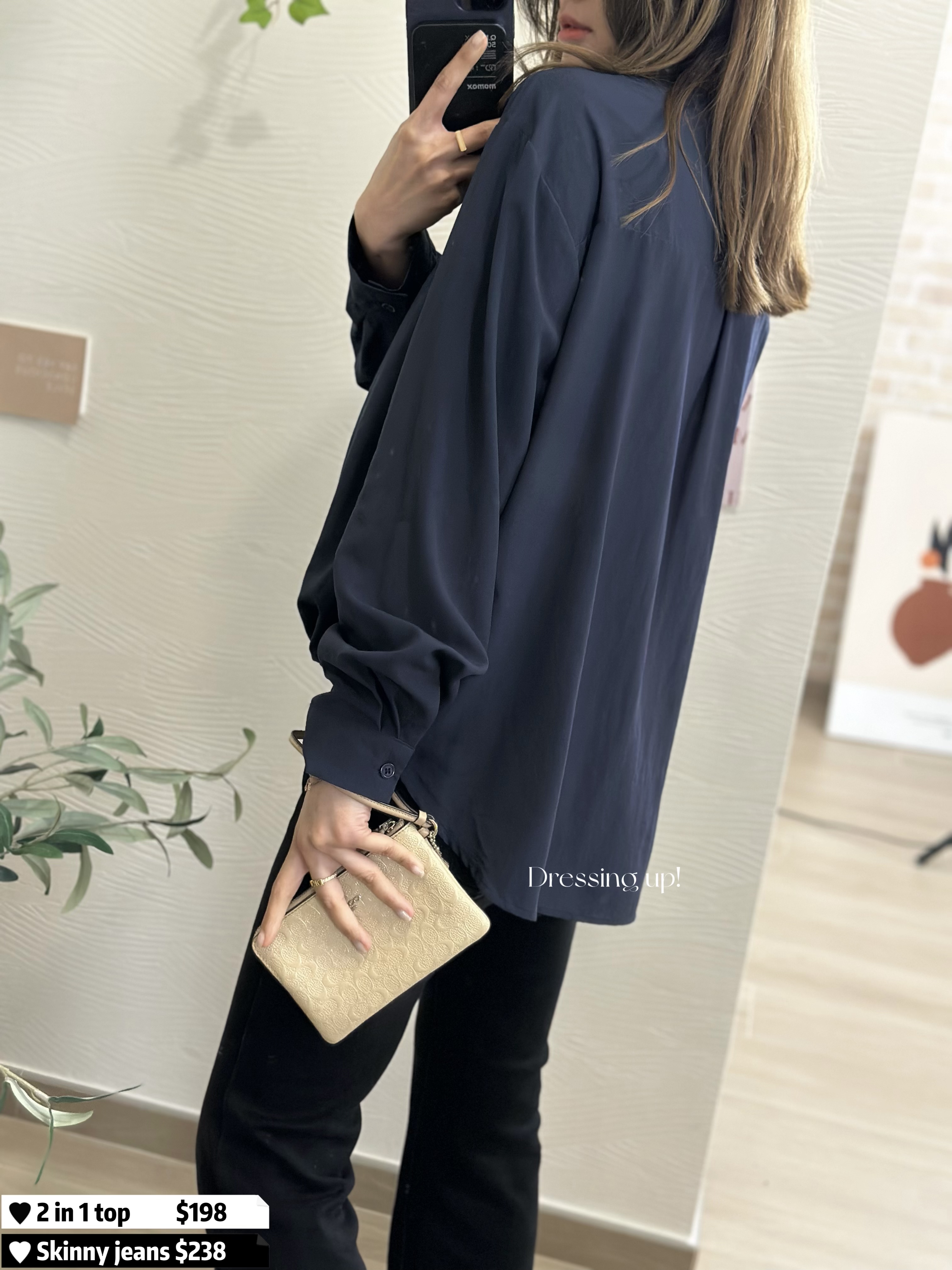  神級假兩件｜拼接斜布上衣