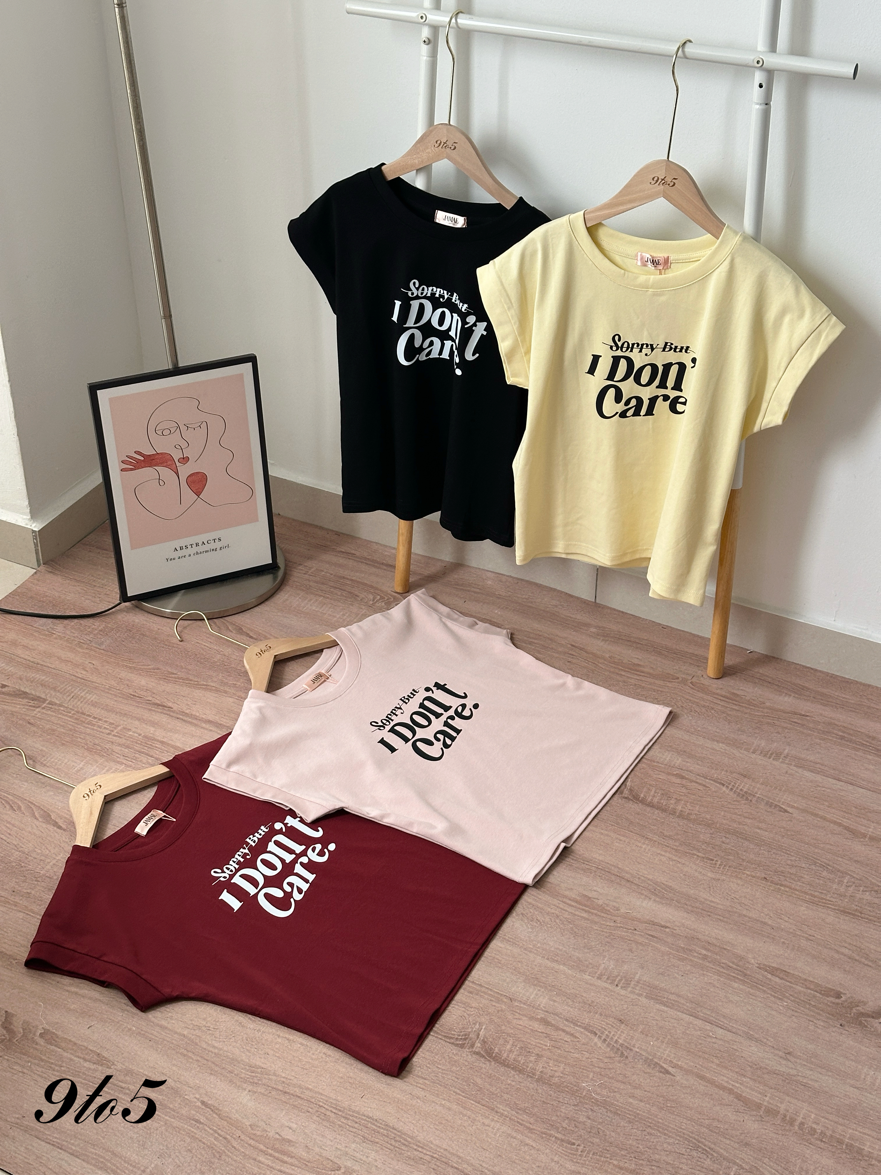T4436 Cape Sleeve Printed Wording Tee - 4 Colors 