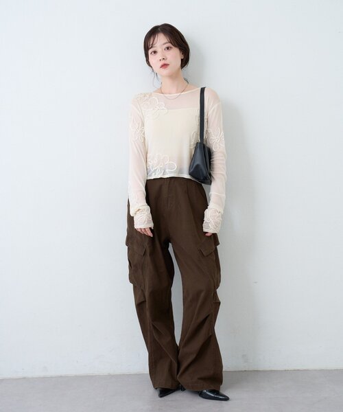 花花刺繡薄紗上衣【JT025】