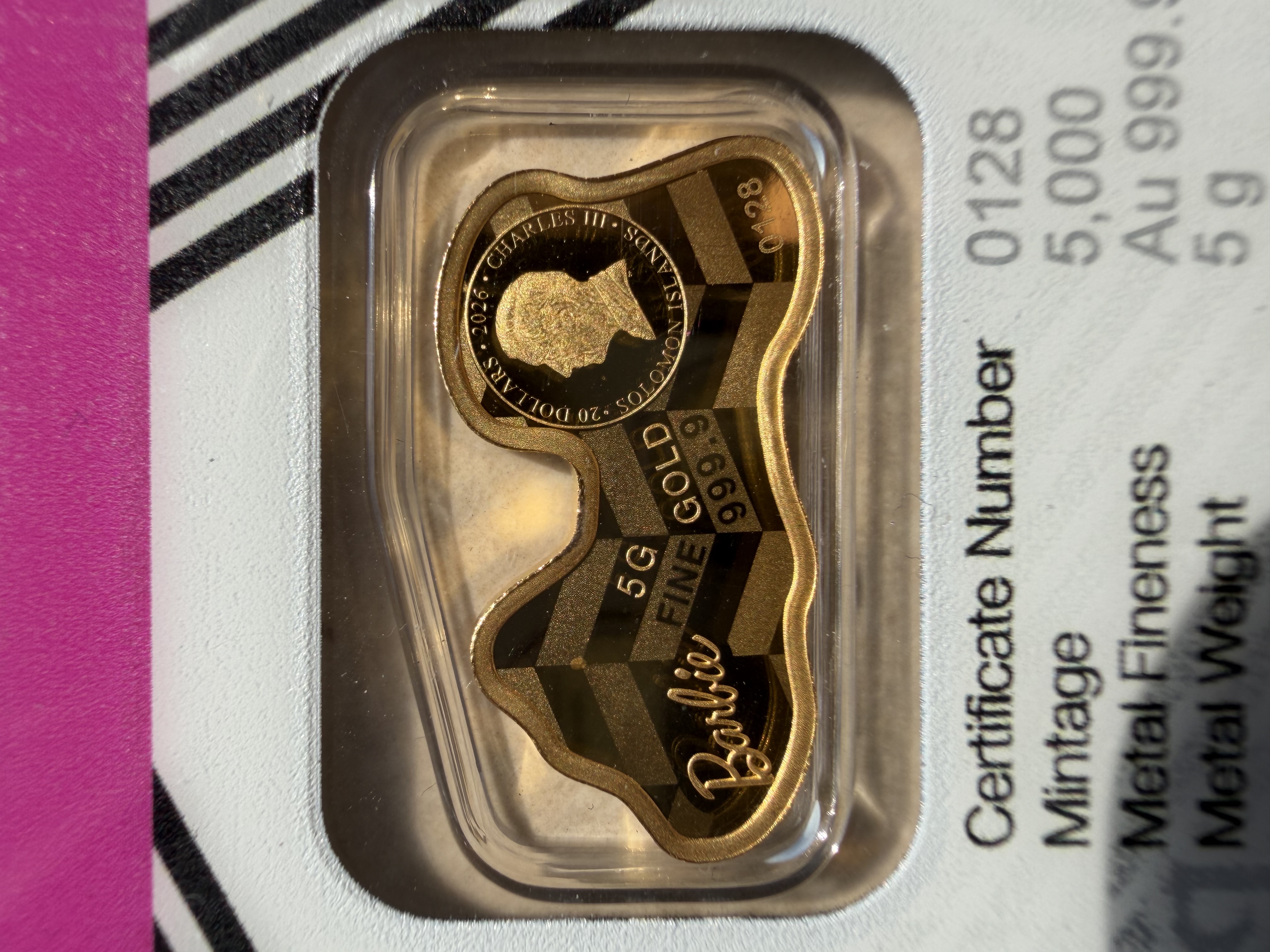 (Nice SN 128) PAMP Barbie 5g🇨🇭Swiss Limited Gold bar Emas 999.9