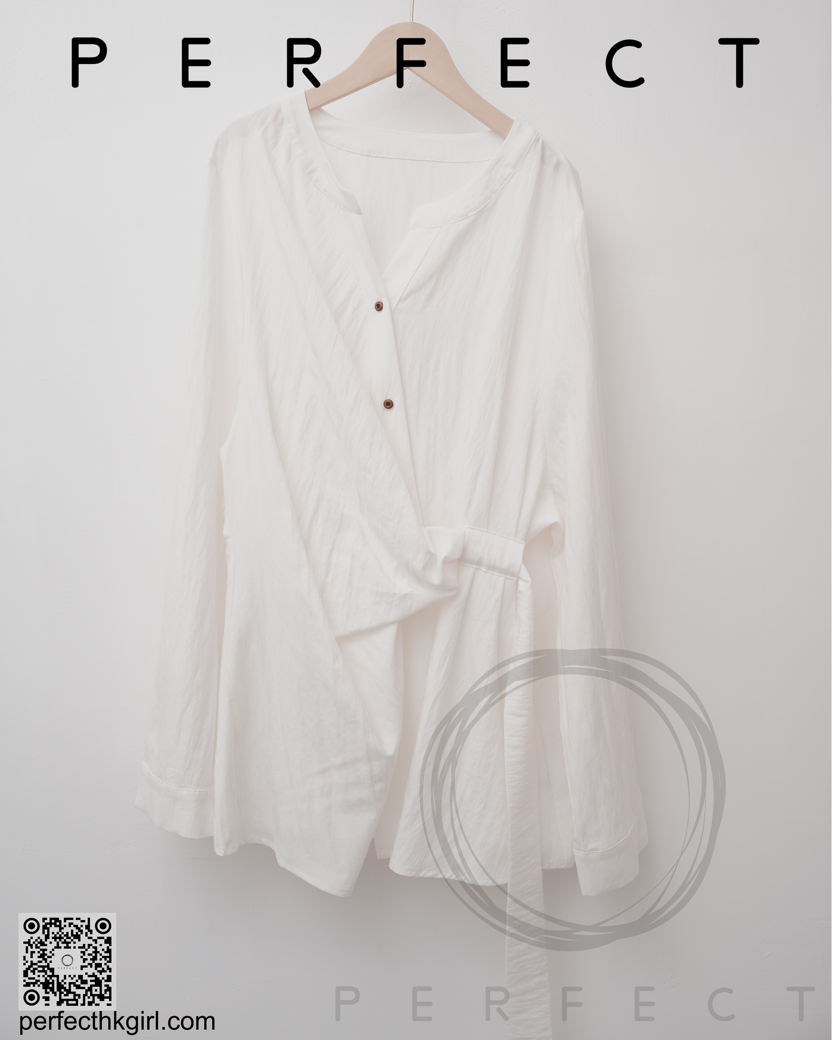 T0007_氣質自帶腰帶隨性上衣（純潔白）