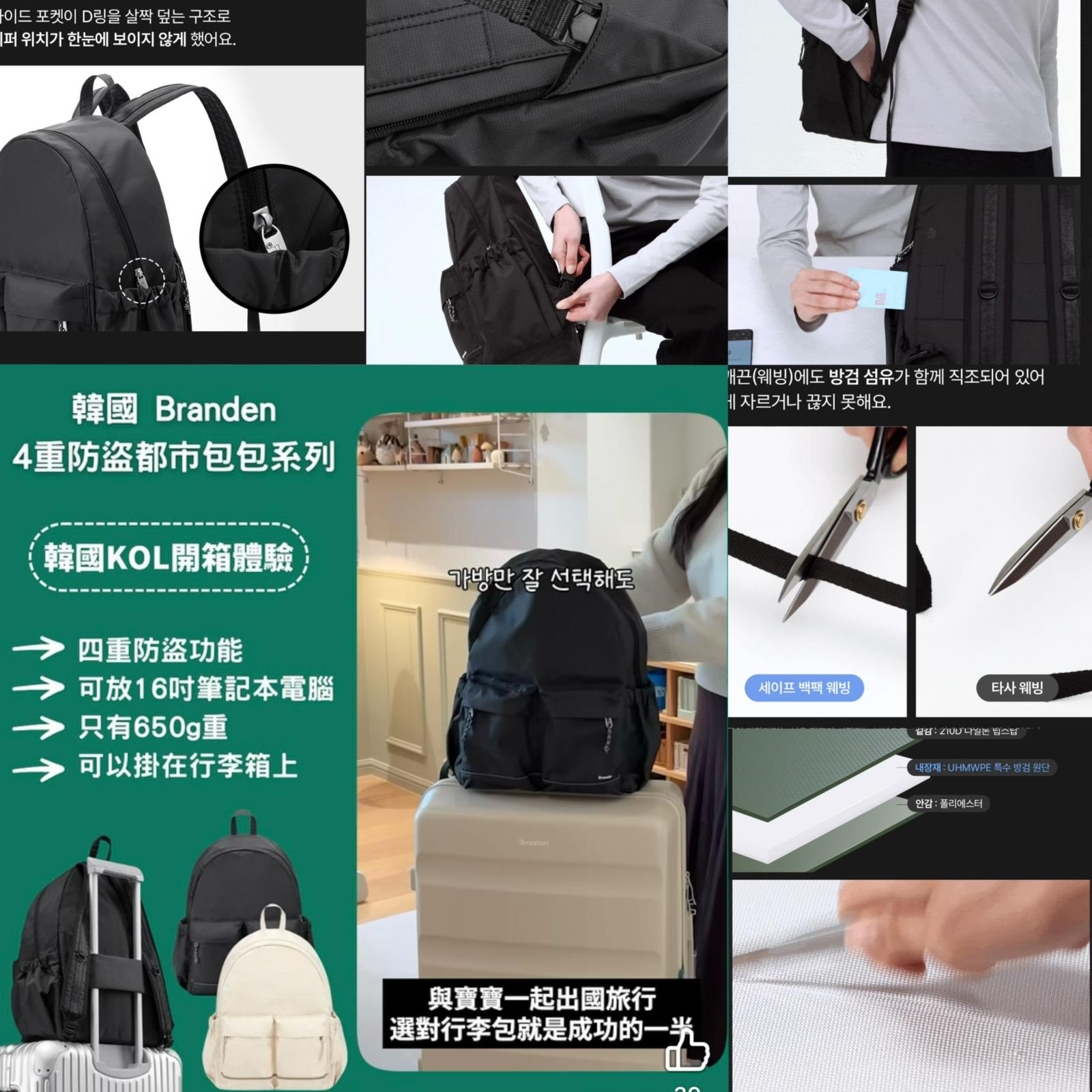 韓國Branden｜ Safe backbag 旅行袋 防盜背囊