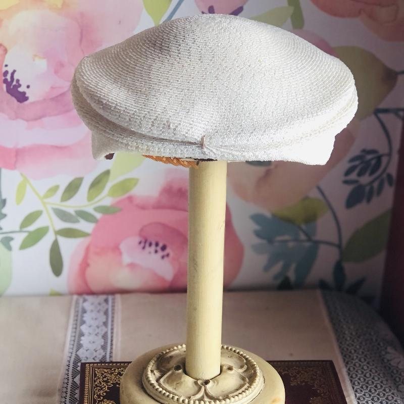 Vintage C.a.1950s Duby Hats New York Ivory White Straw Hat /Summer Headpiece(MT1791-1)