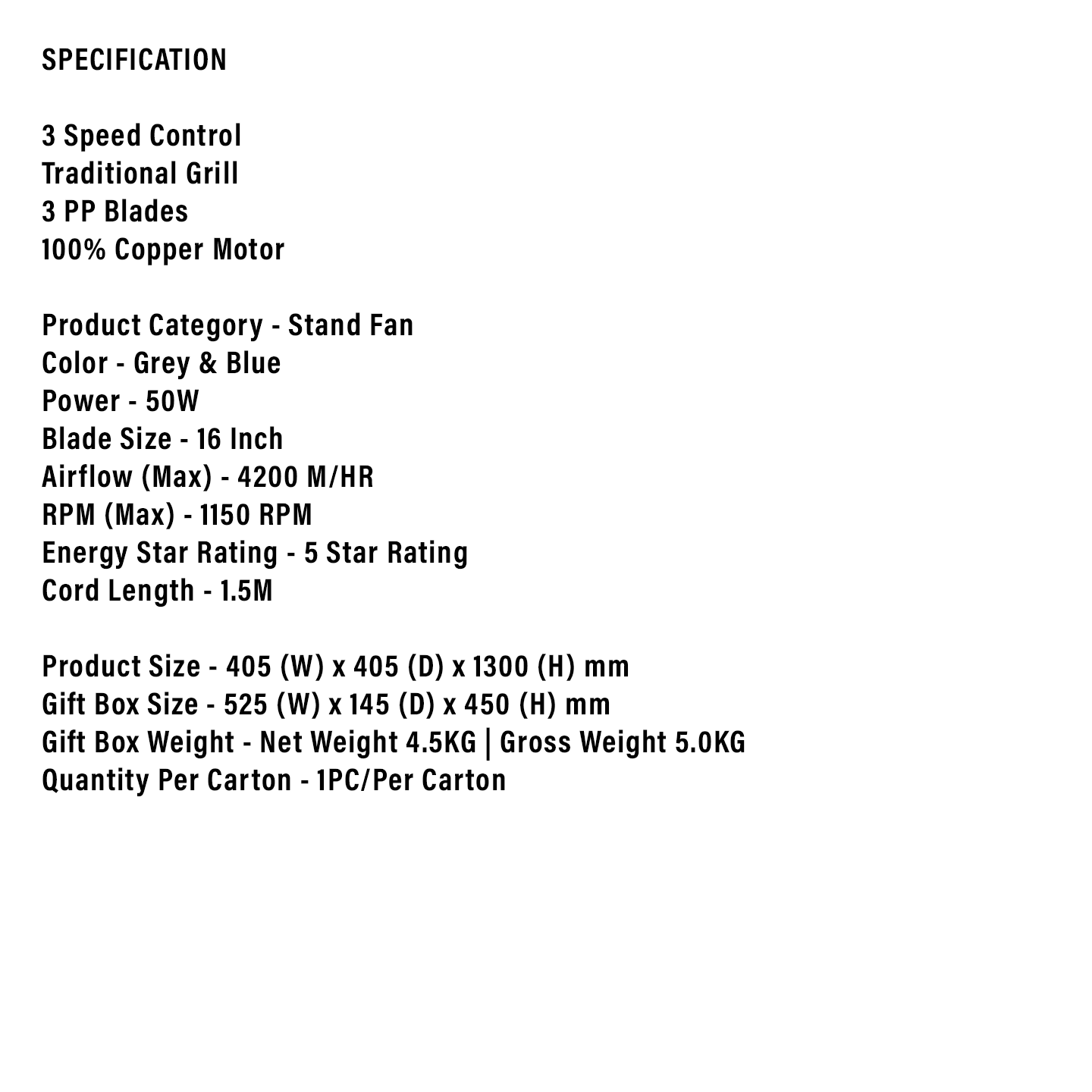 Faber 16" Viento Stand Fan FSF 1640