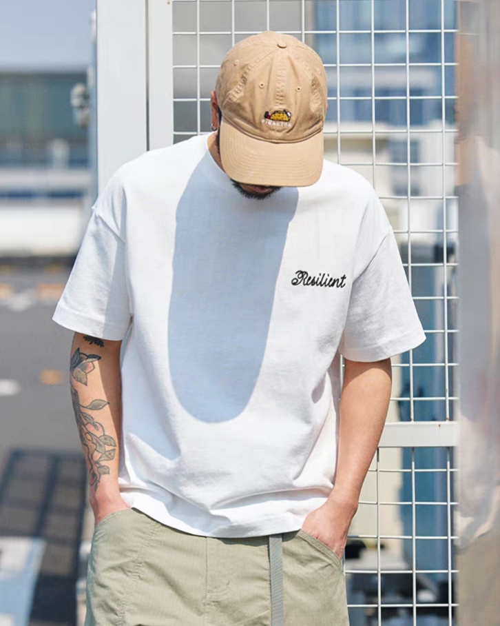 M1338 重磅洗水綉花短袖Tee