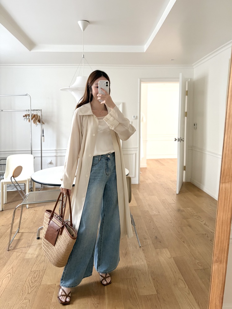 [薄!] Faded Wash Wide Leg Jeans