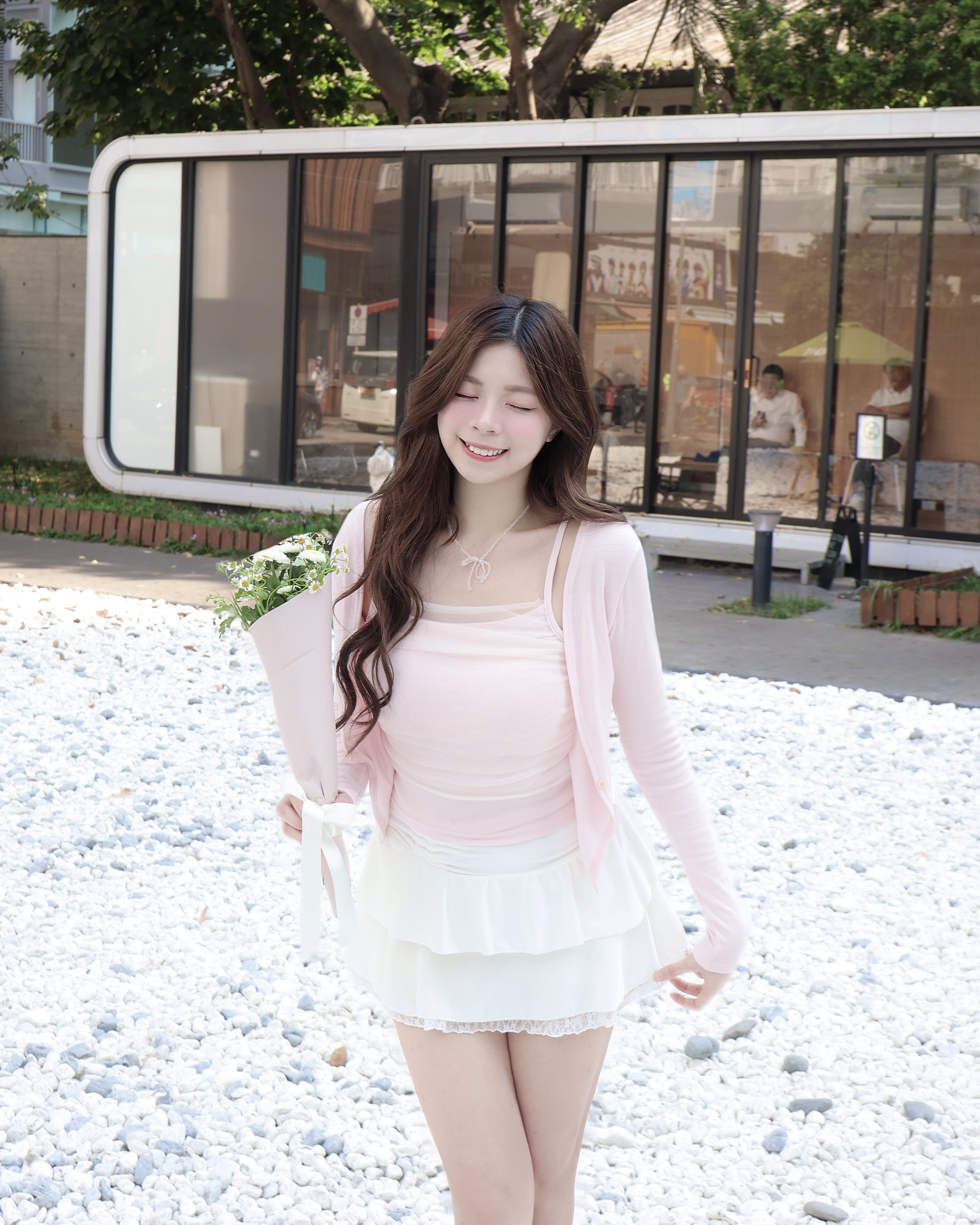  【 查詢度極高🌷🤍 | -5KG顯瘦度♡今季大熱透紗！極致芭蕾舞風～皺皺層次感假兩件上衣🫧💗】 Dreamy Crinkled Ballet Top(三色入)