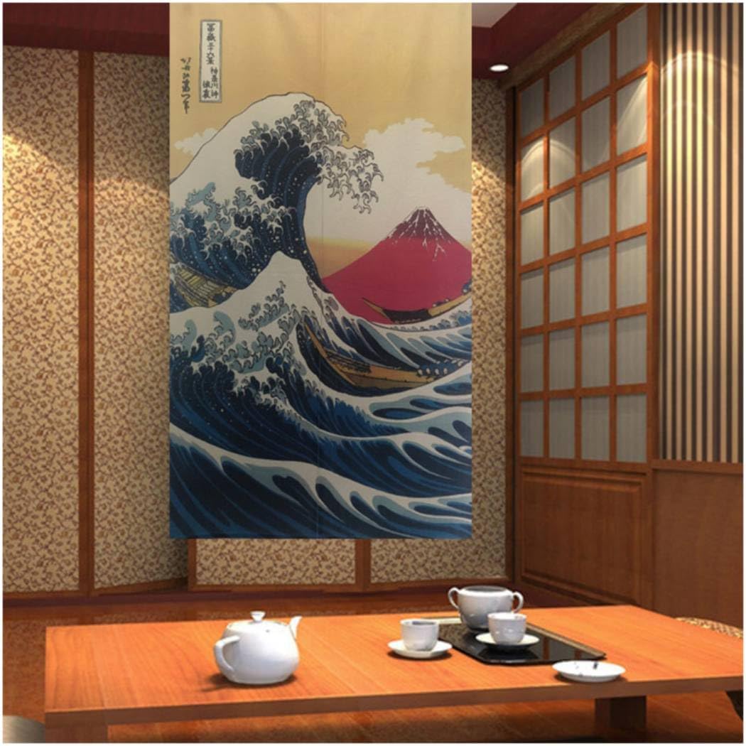 【現貨】🔥🔥【日本製《葛飾北齋》赤富士與神奈川沖浪裏長門簾】