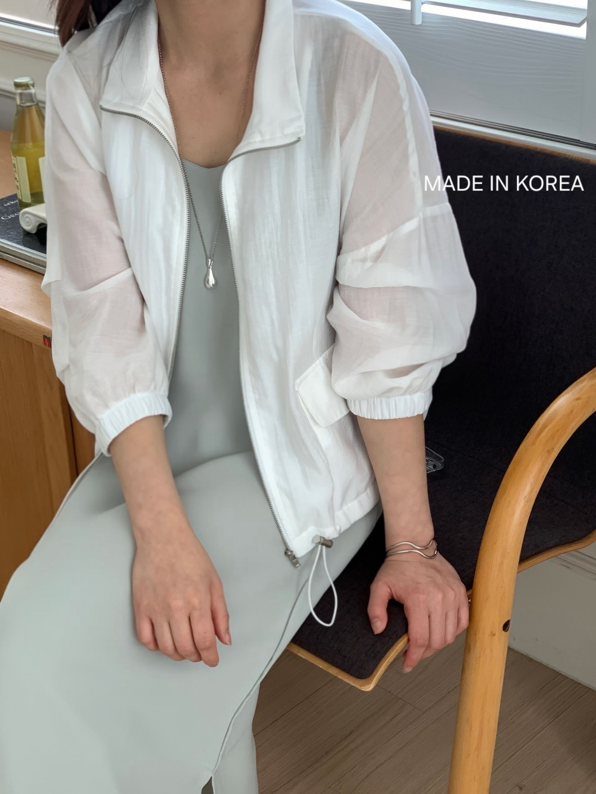 G6366 韓國🇰🇷拉鏈雙袋薄外套