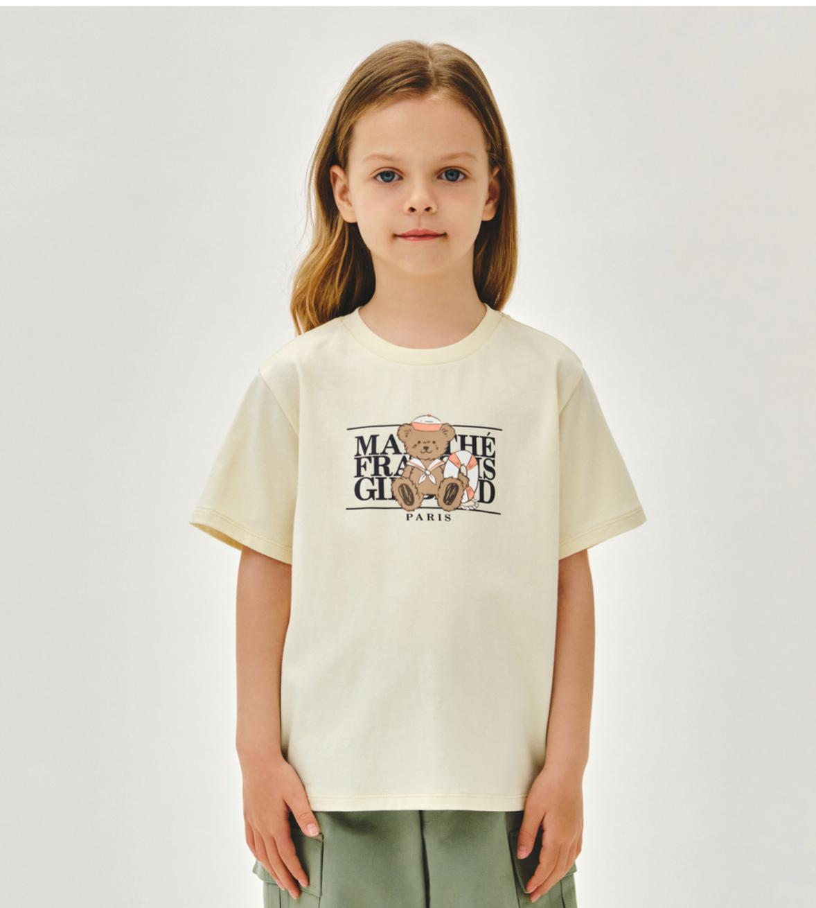 Ⓜ️ fg kids款 bear classic logo tee 折扣優惠 白/淺黃 / 黑 Size 100-150