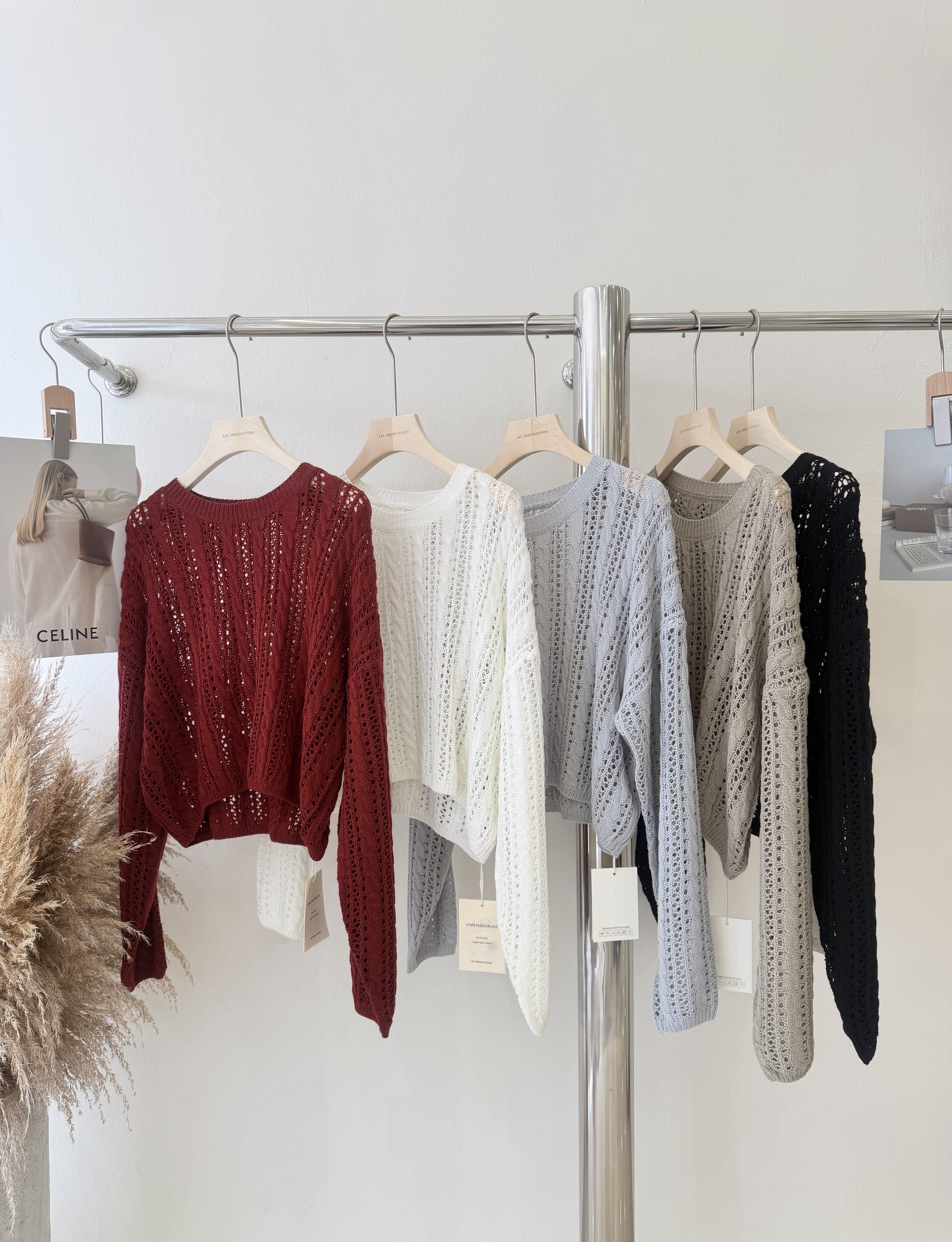 6716 韩系缕空针织长袖